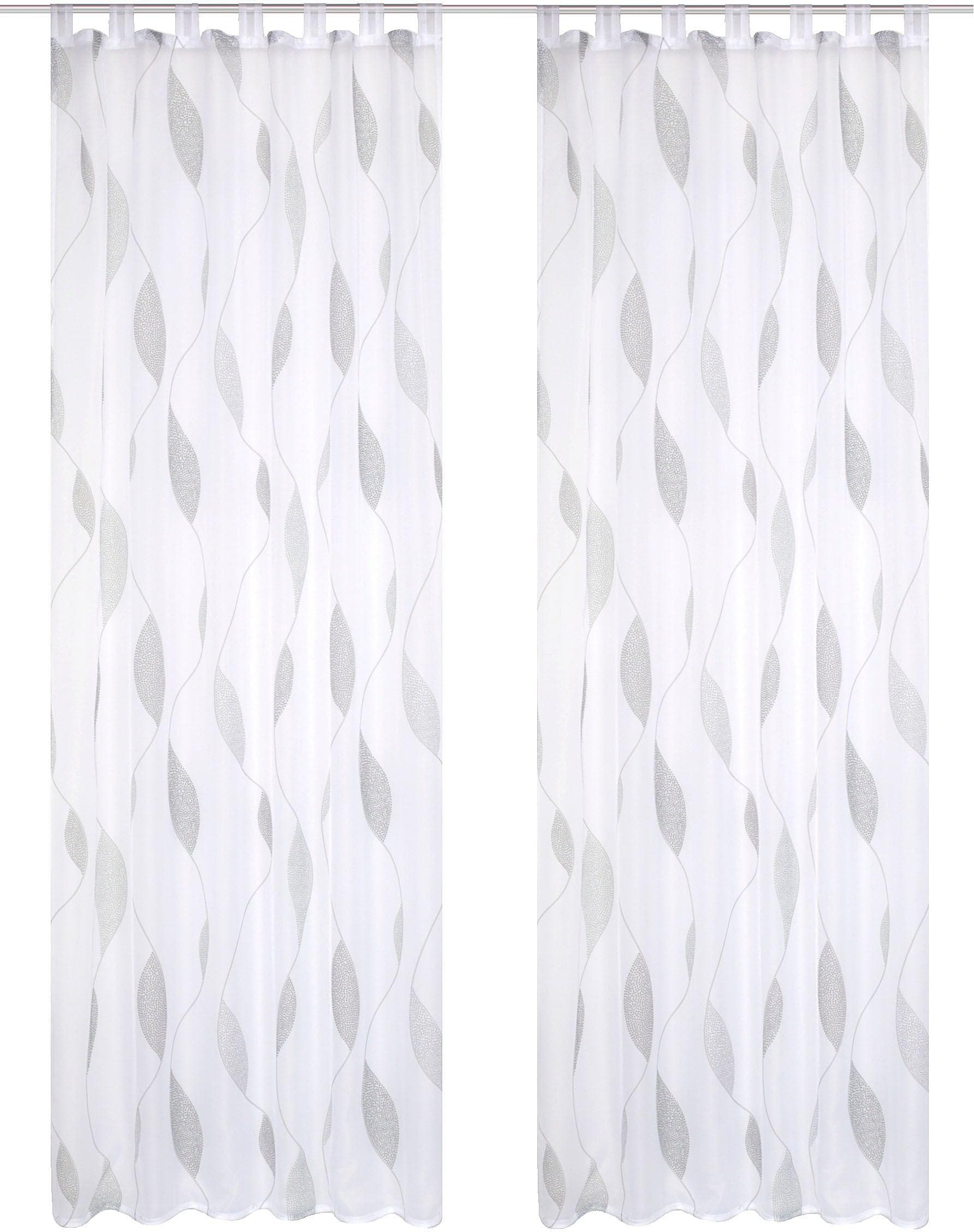HOME WOHNIDEEN Vorhang PAOLO Grau 2er Pack Schlaufenschal Voile