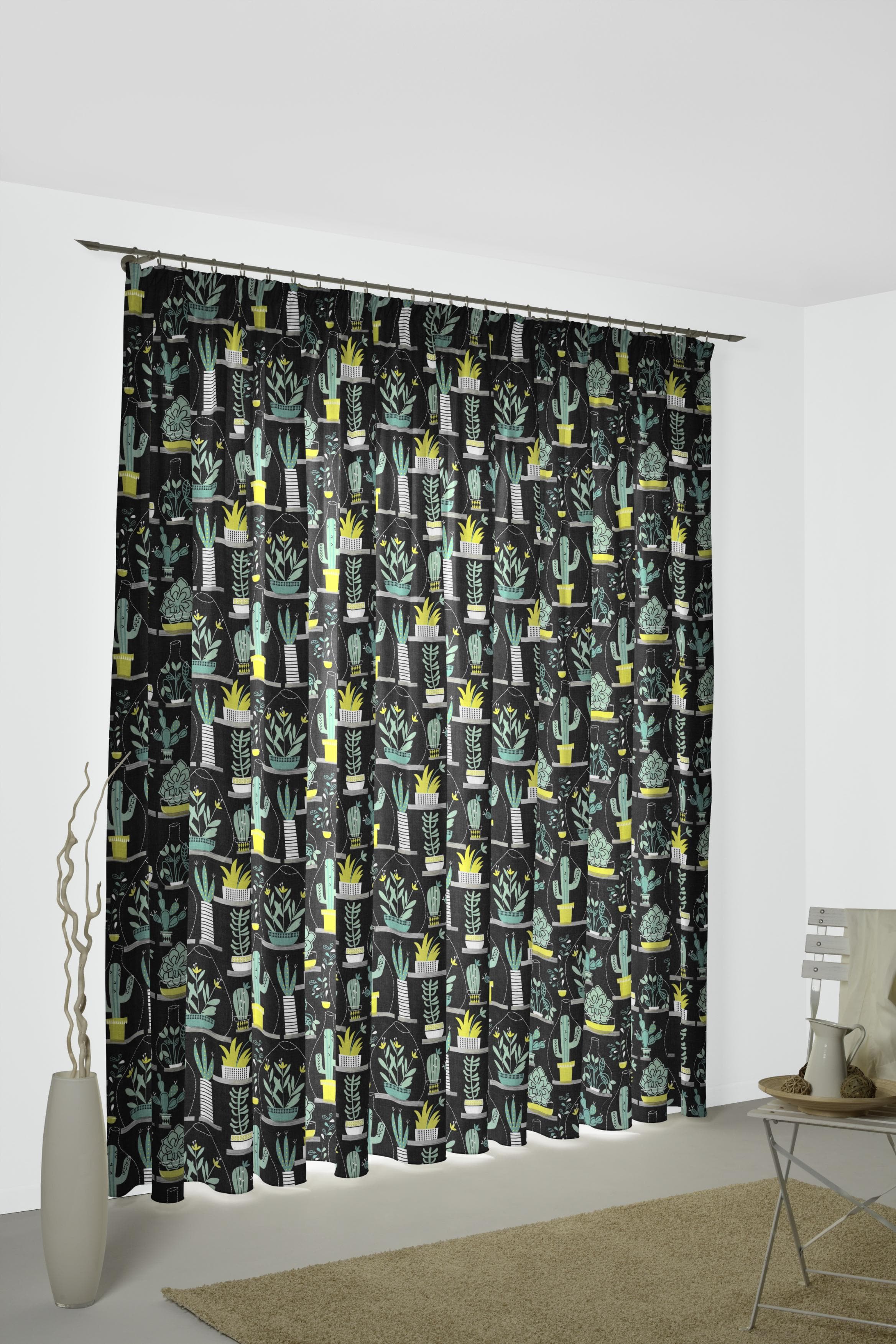Vorhang WIRTH Oakham Grün/Schwarz 130x150cm Polyester