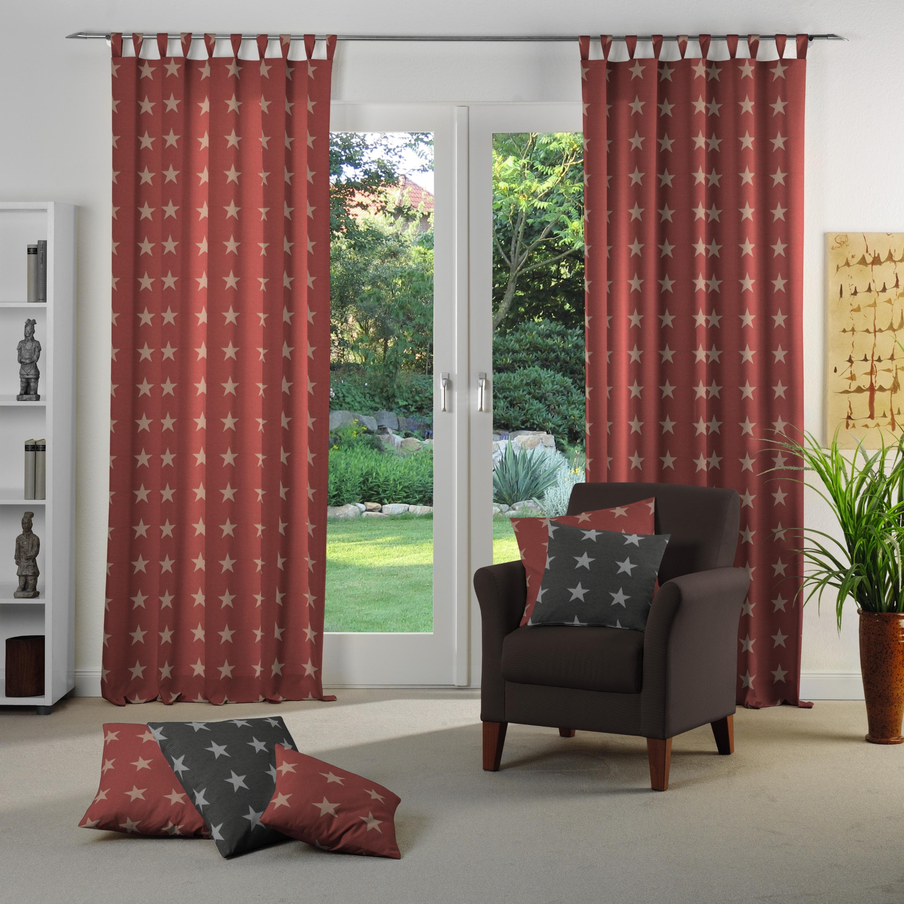 WIRTH Vorhang FELINO Rot Jacquard Baumwolle Polyester Gardine