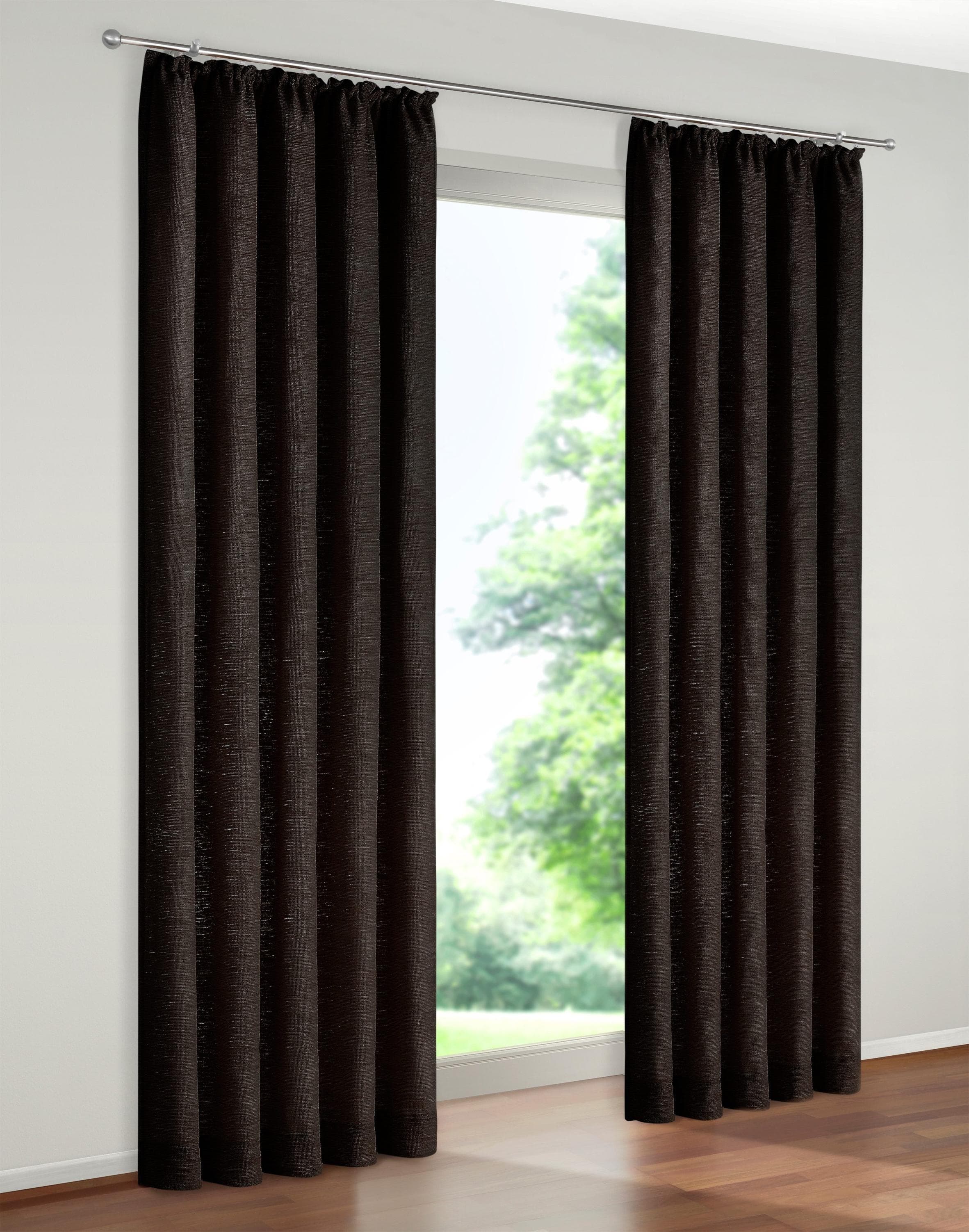 WIRTH Vorhang Holmsund 288g/qm Schwarz Chenille Polyacryl