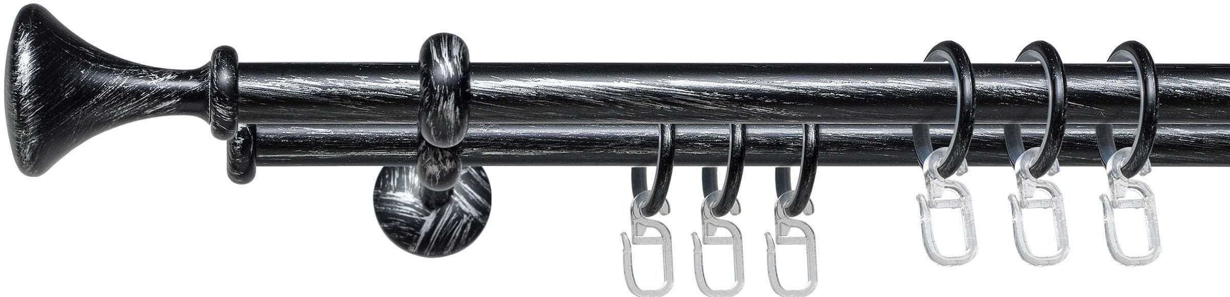 Gardinenstange LIEDECO "Esp Kegel" Gr. 3 Schwarz/Silber 200 cm