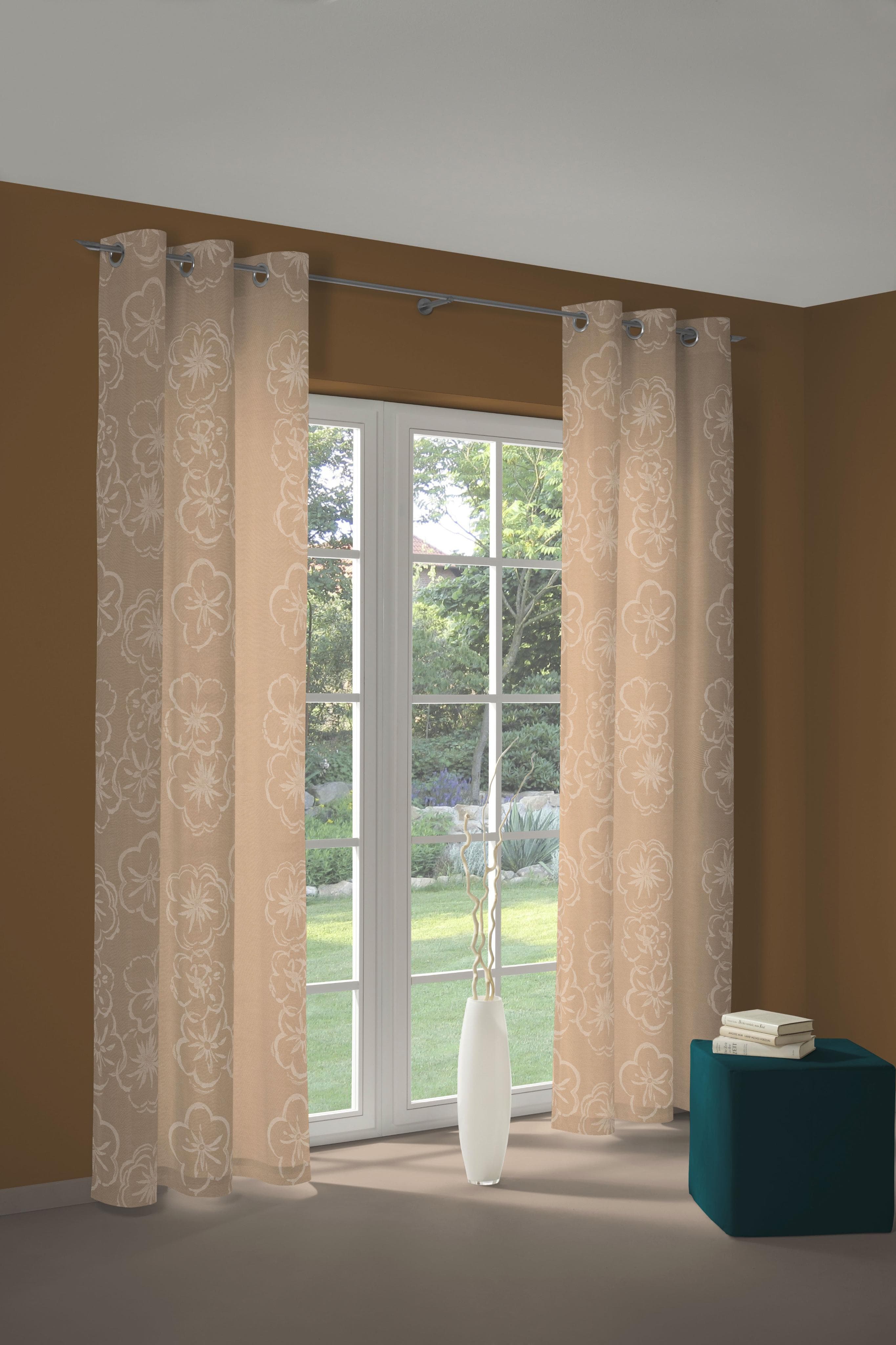 WIRTH Vorhang Dangard Braun Floral Blickdicht Ösen