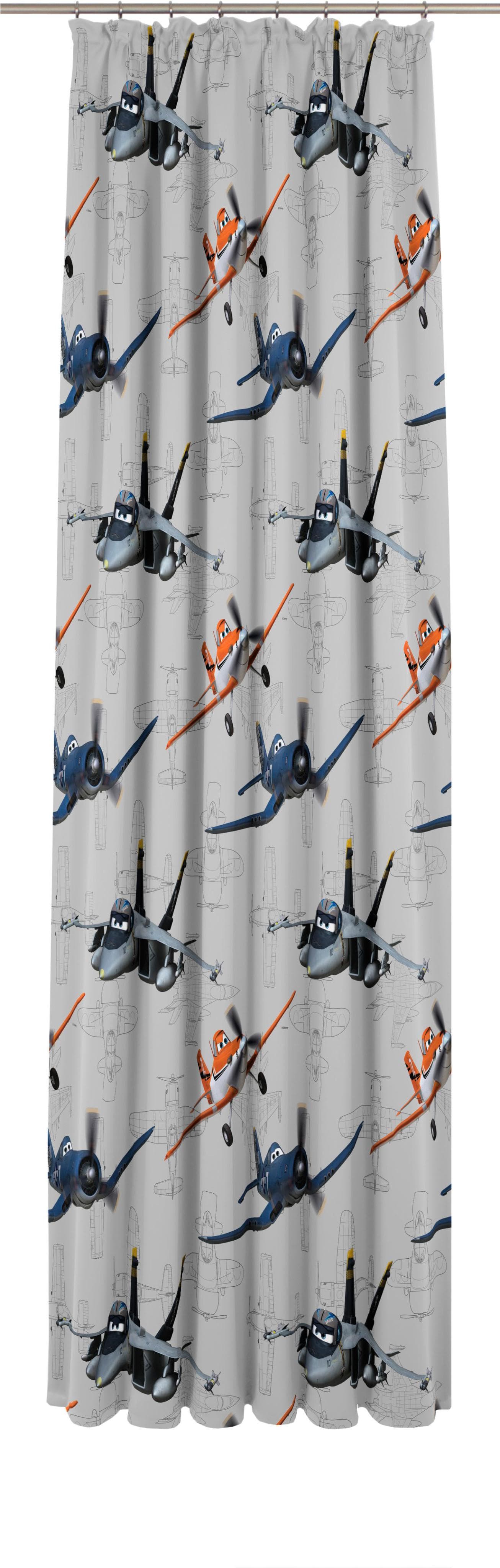 WIRTH Vorhang "Planes Echo" Disney Motiv Hellgrau Satin