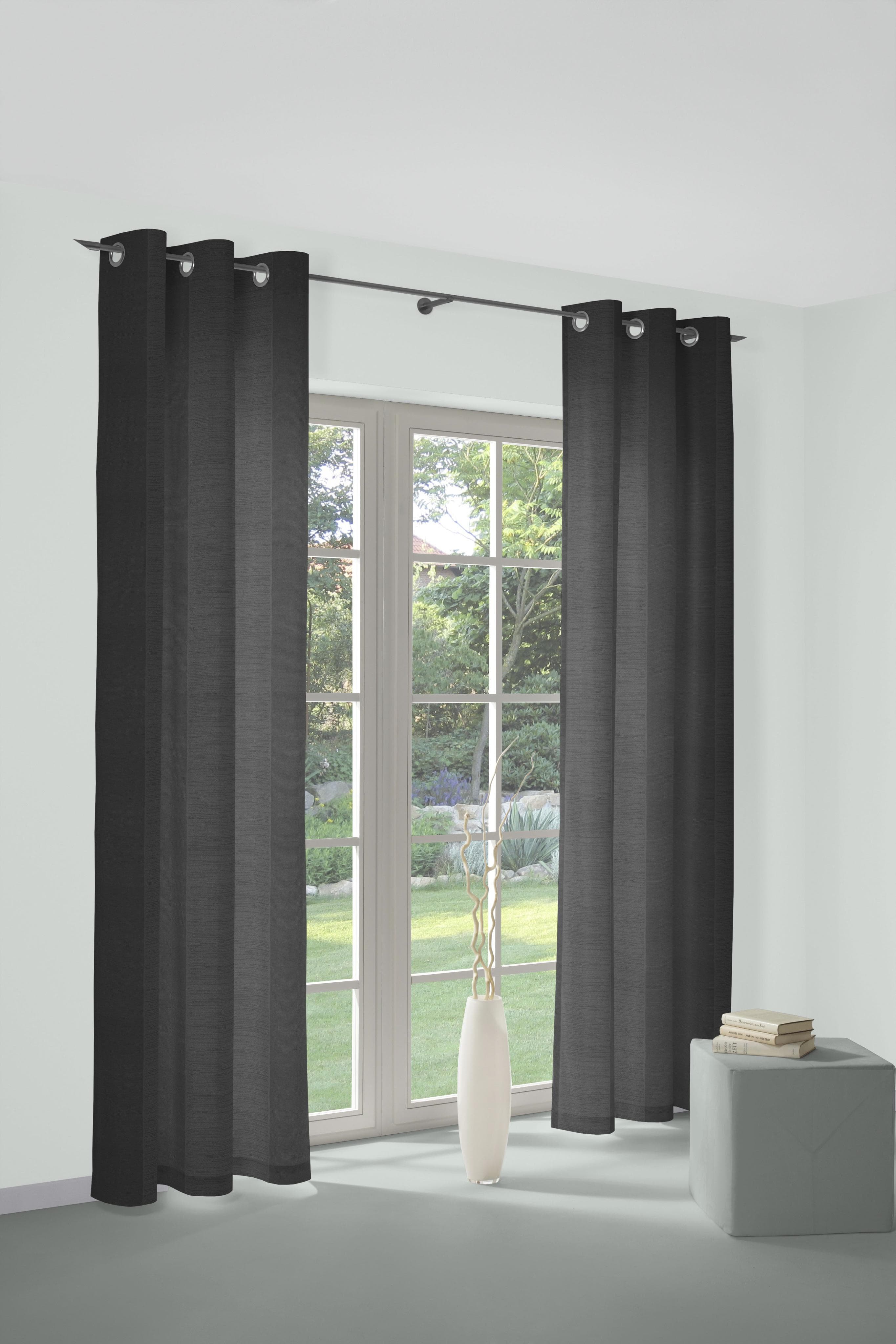 Vorhang WIRTH Niederau Schwarz Jacquard Blockstreifen