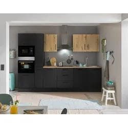 BASIC by Balculina Küchenzeile Turin Schwarz Matt Woodprint