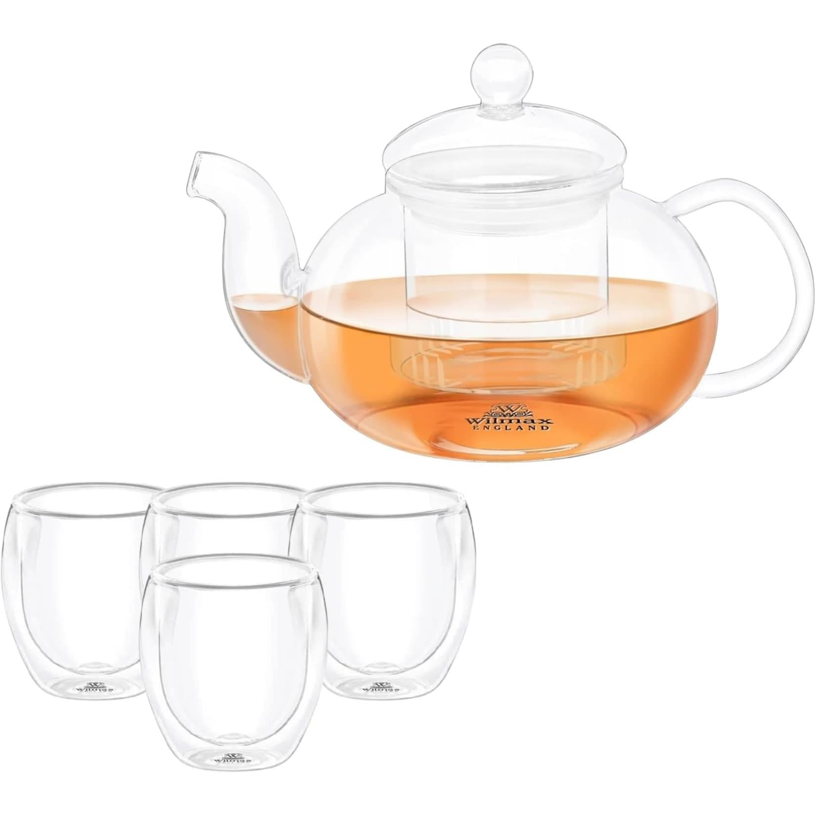 Wilmax Teeset 1,2L Glaskanne mit Filter + 4 Thermogläser
