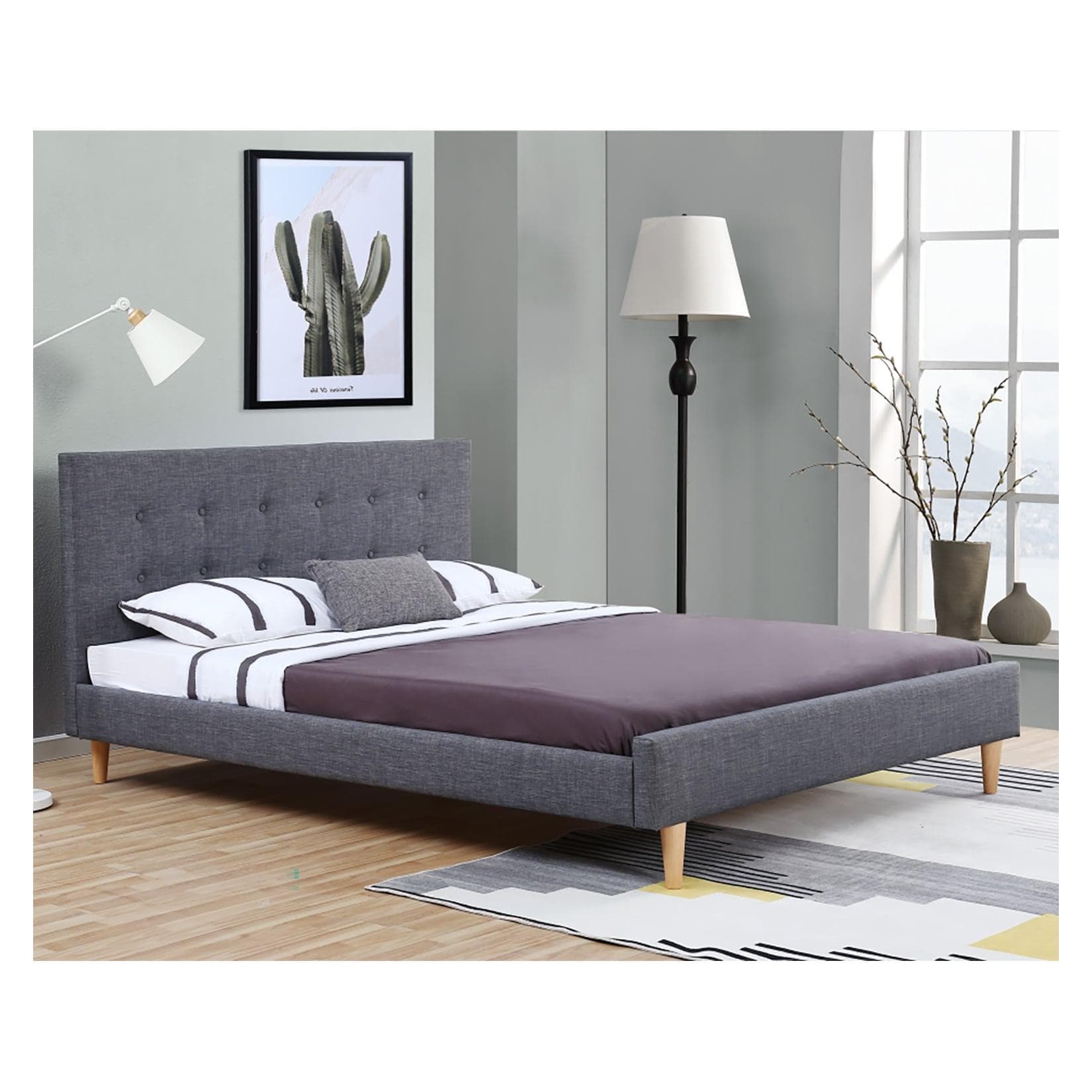 HTI-Living Bett Dunkelgrau mit Lattenrost