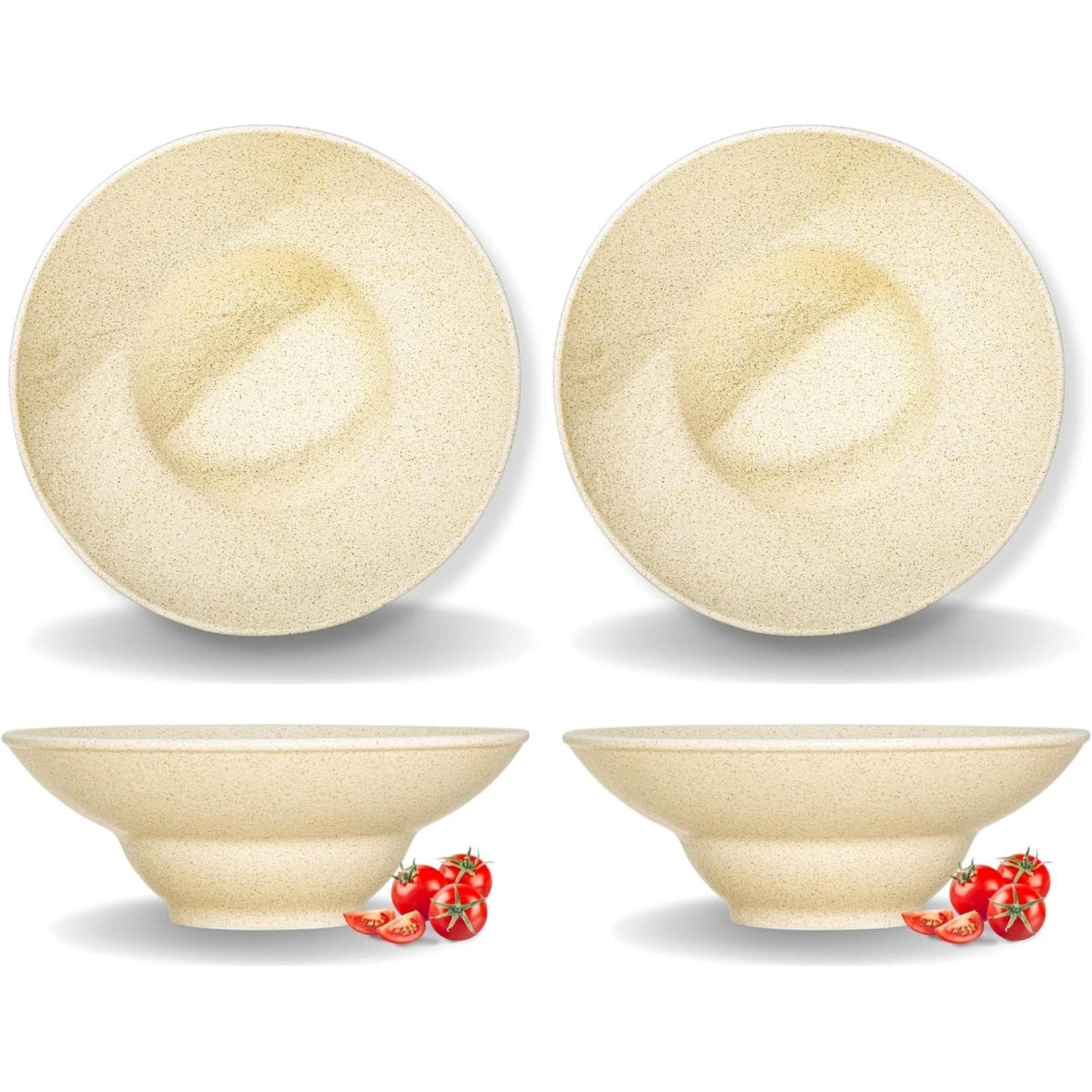 WILMAX Tiefes Sandstein-Teller-Set 22,5 cm Beige 2er-Set