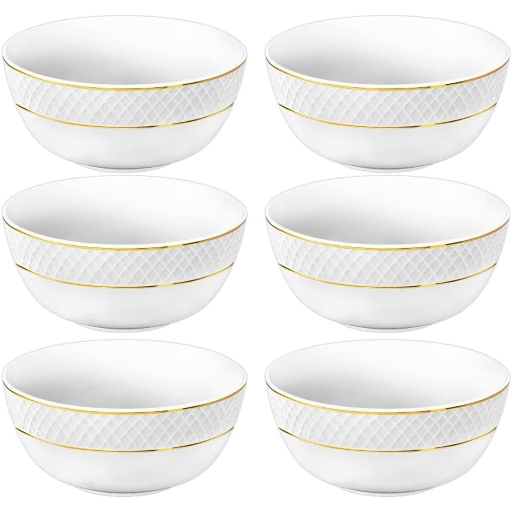 Wilmax Salatschalen Set 6 Stück Weiß Gold Porzellan 14cm