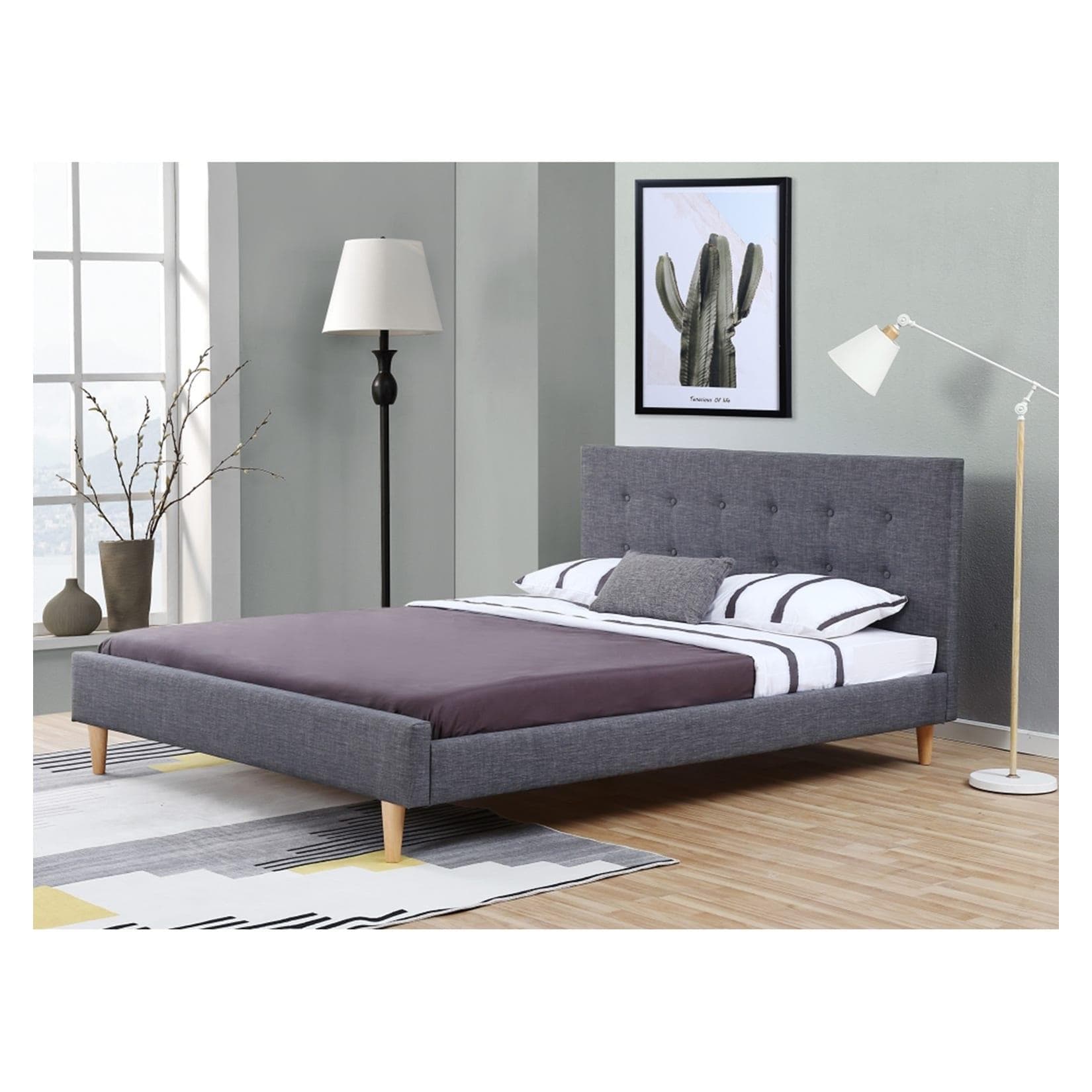 HTI-Living Bett Dunkelgrau inkl. Lattenrost