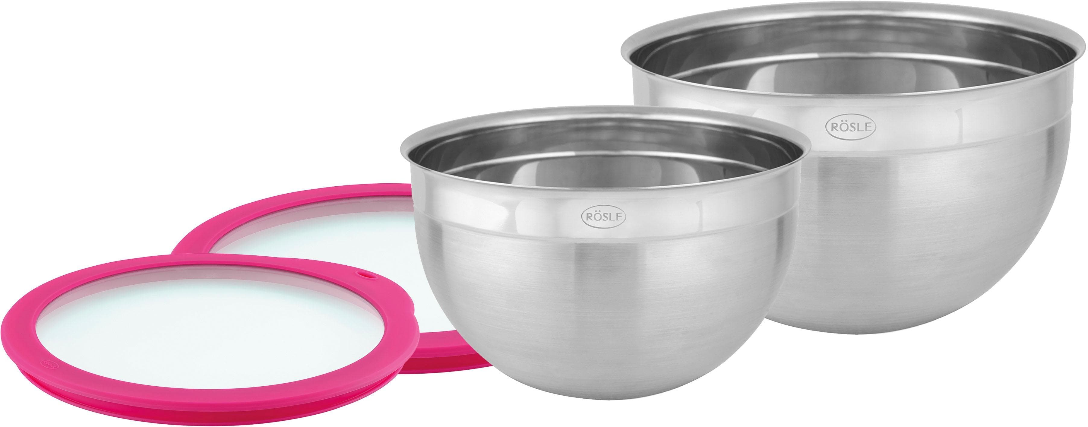 Modernes Schüssel-Set aus Edelstahl 18/10 in Pink und Silber