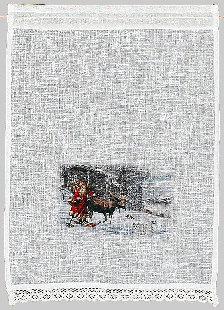 HOSSNER Scheibengardine Weihnachtsmann Beige Organza