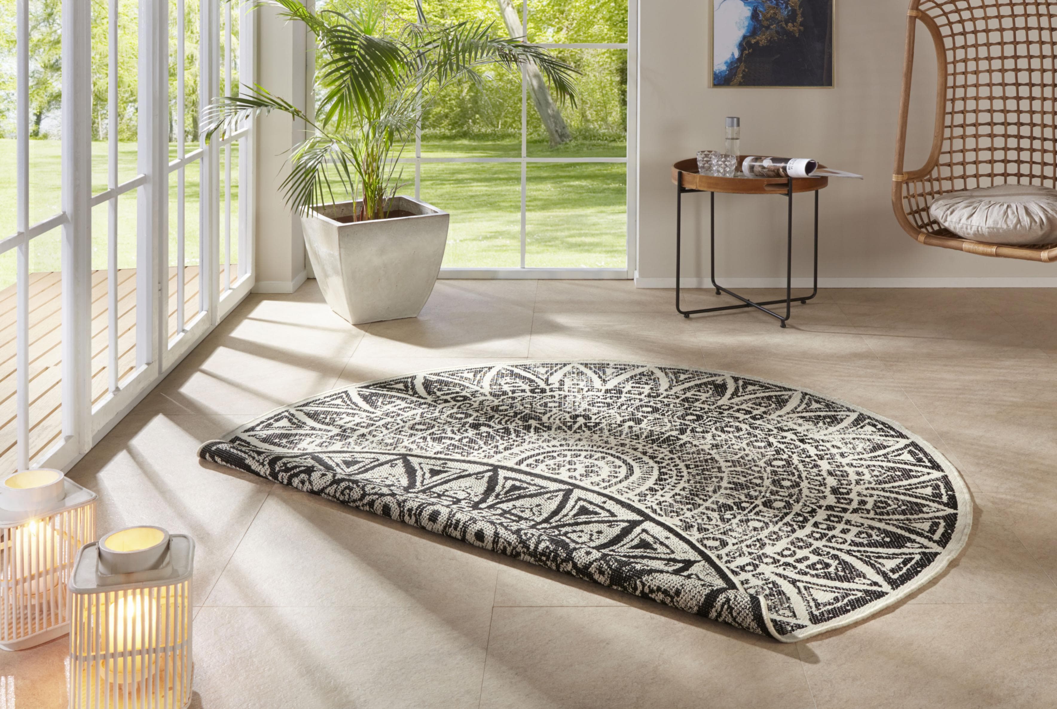 Teppich "Lilja Wendeteppich" Schwarz/Creme Polypropylen