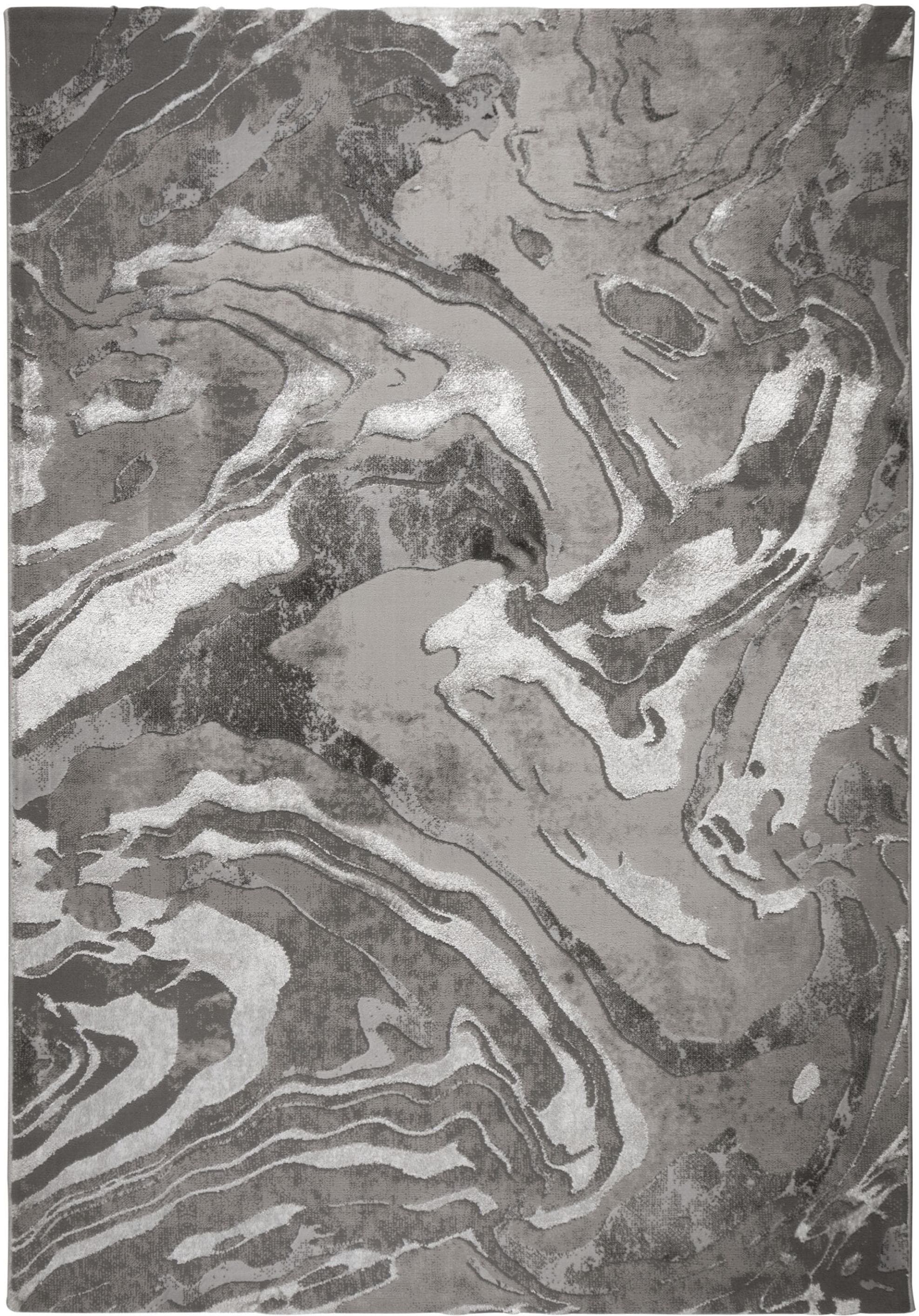 FLAIR RUGS Marbled Teppich Silber Modernes Marmor-Design