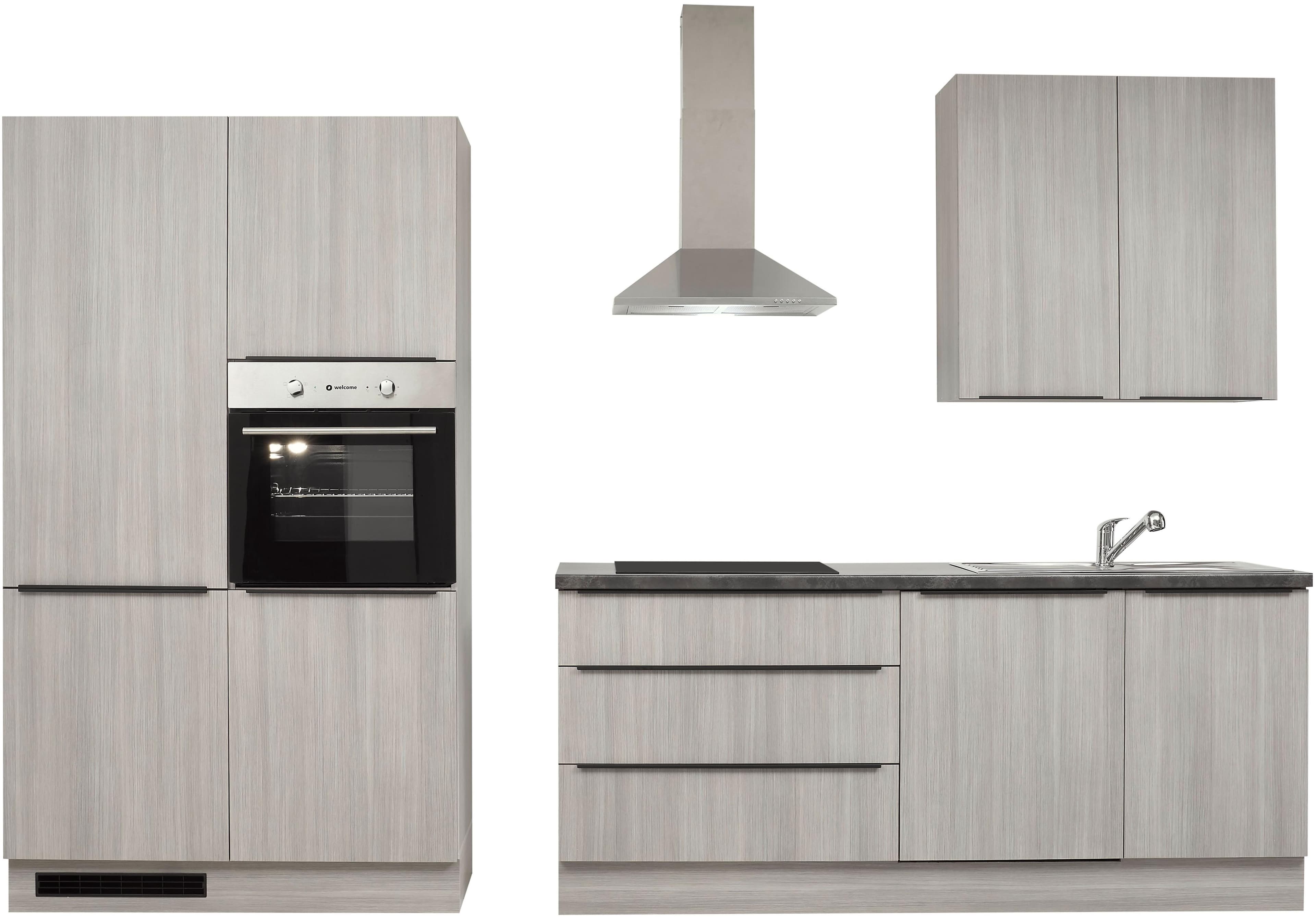 Küchenzeile BASIC BY BALCULINA Landzeit Piniefarben Metallschubkasten