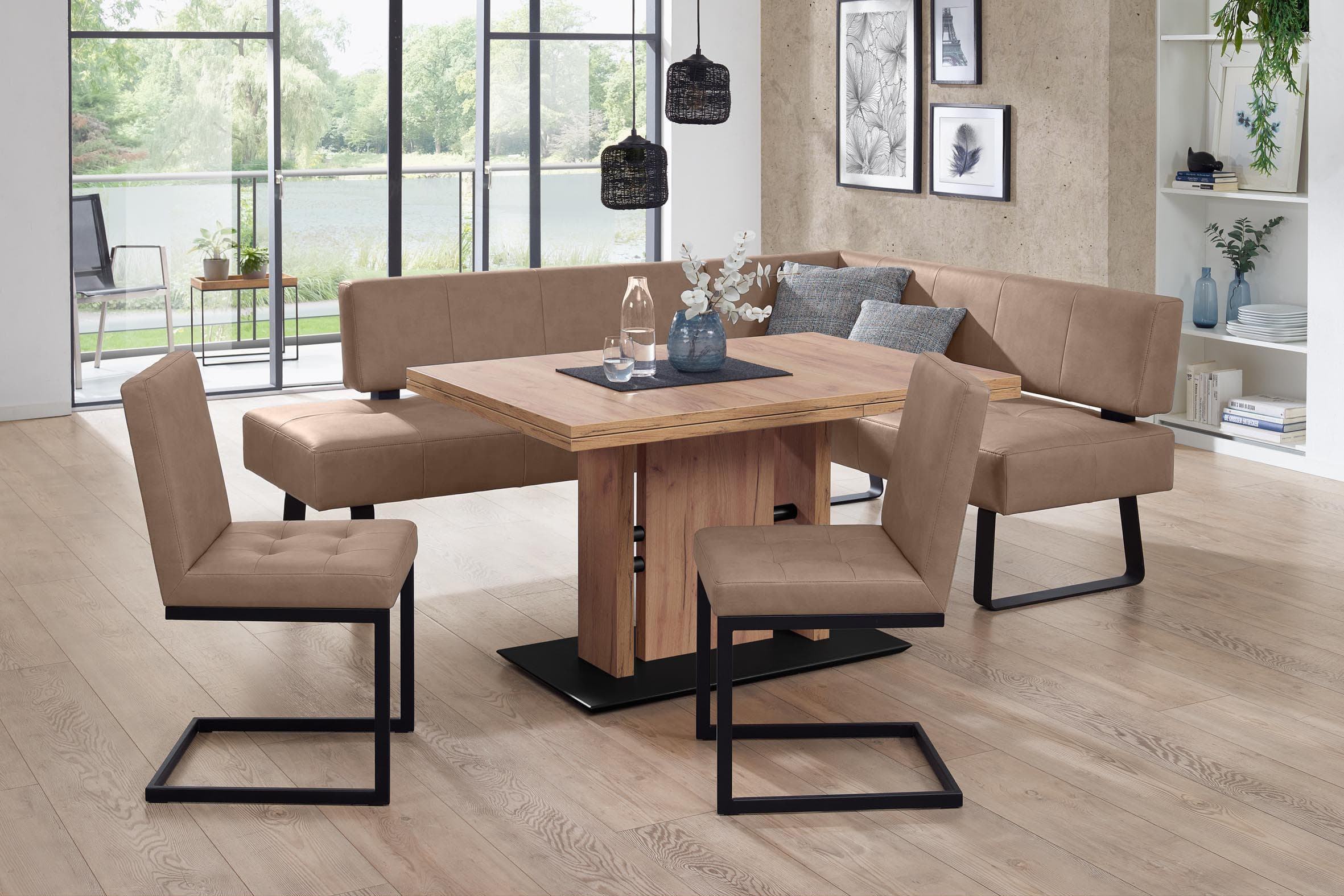 K+W Essgruppe Spider II mit Eckbank und Auszugstisch Beige