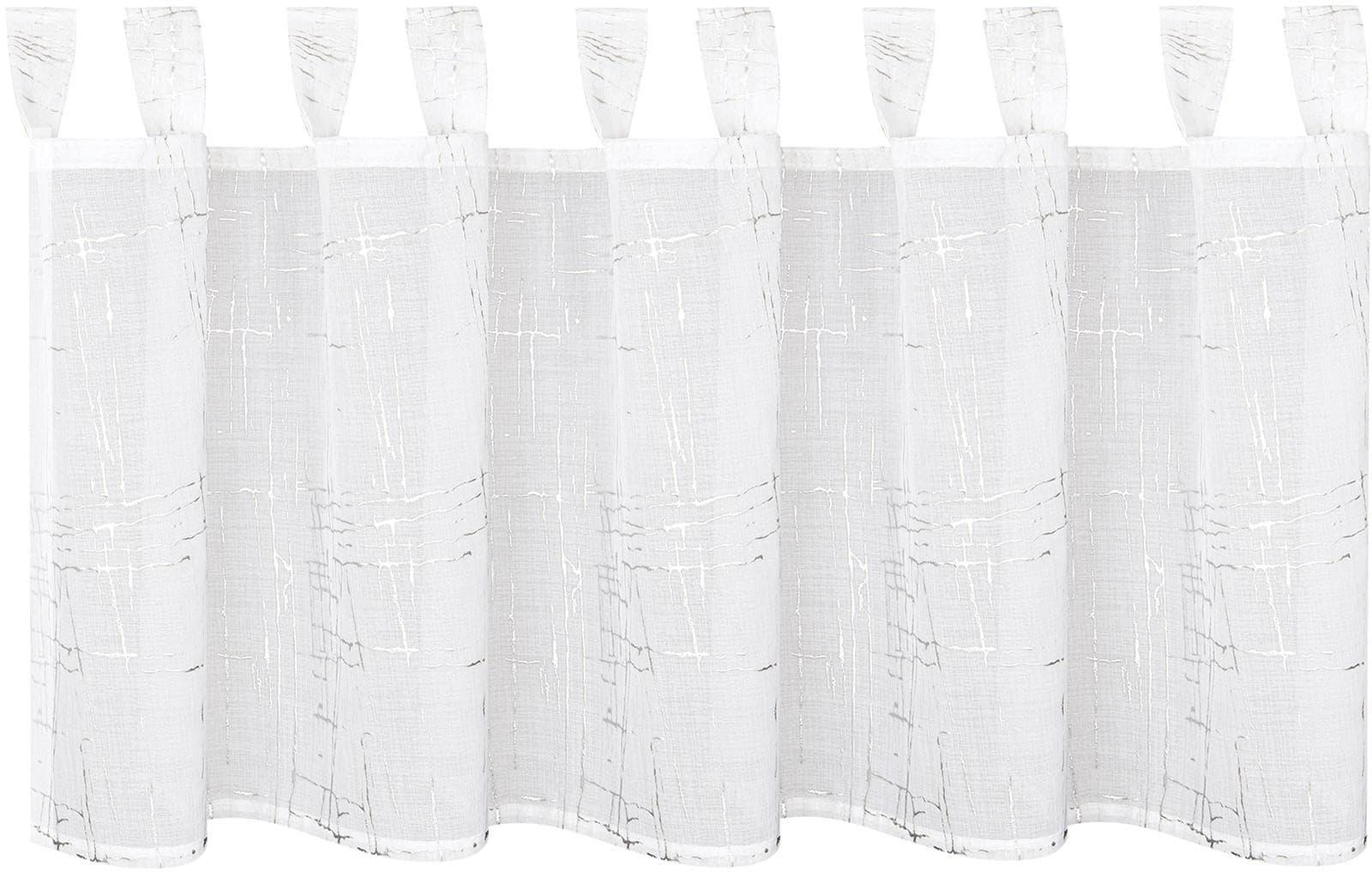 GERSTER Scheibengardine Femke Silber Weiß Polyester Schlaufen