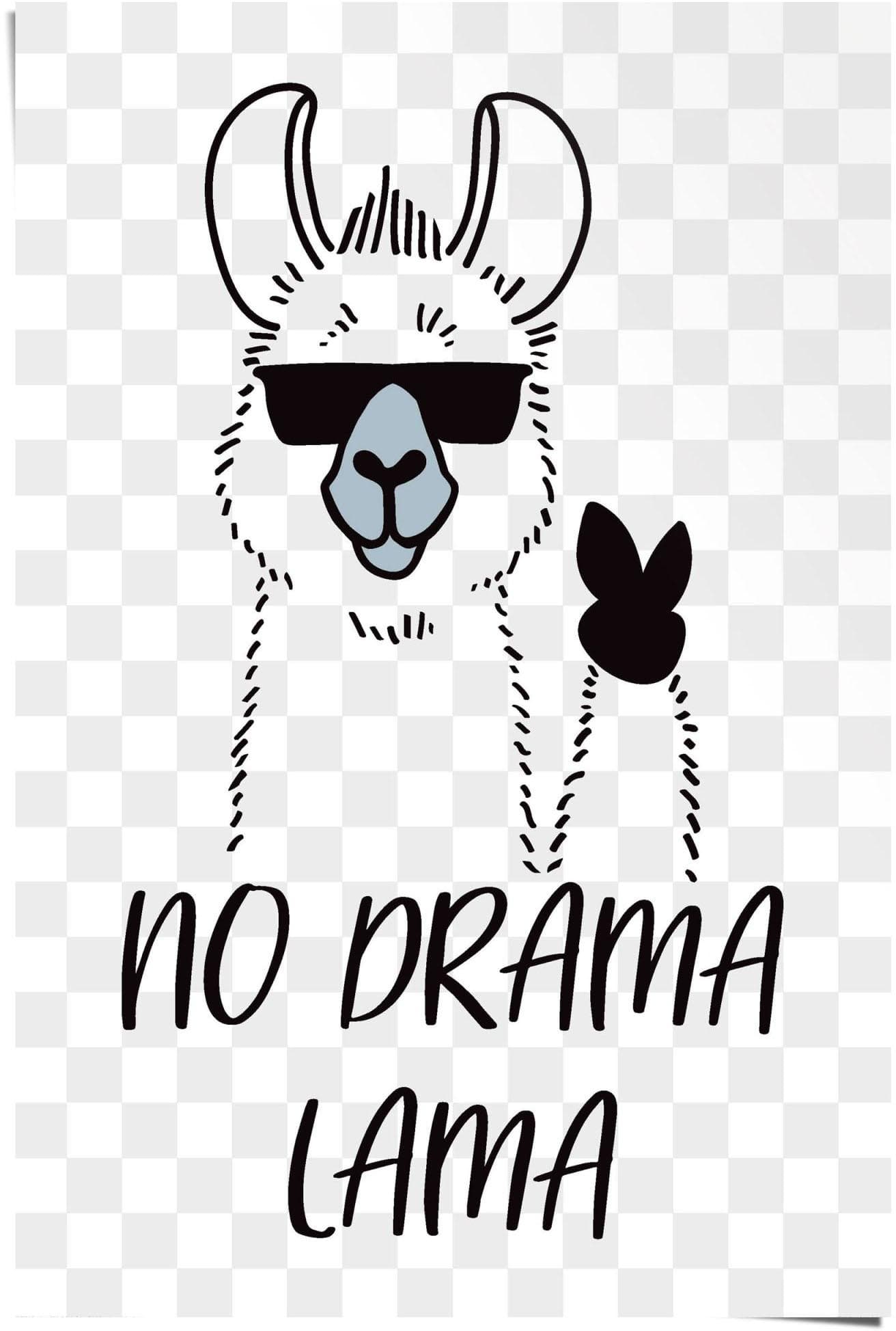 Poster REINDERS "No Drama Lama" Weiß