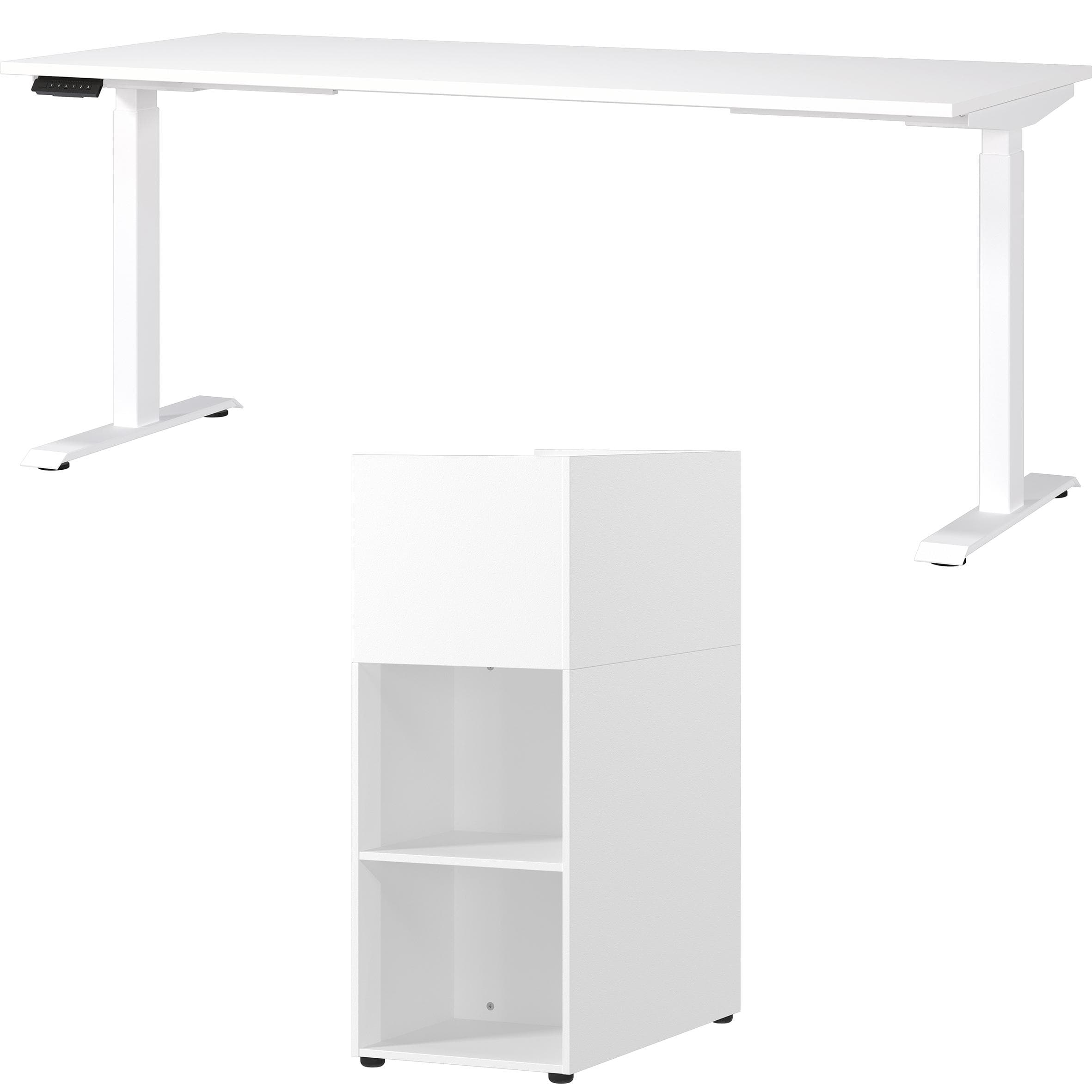 Büromöbel-Set GERMANIA Mailand weiß Schreibtisch 180cm Metall Spanplatte