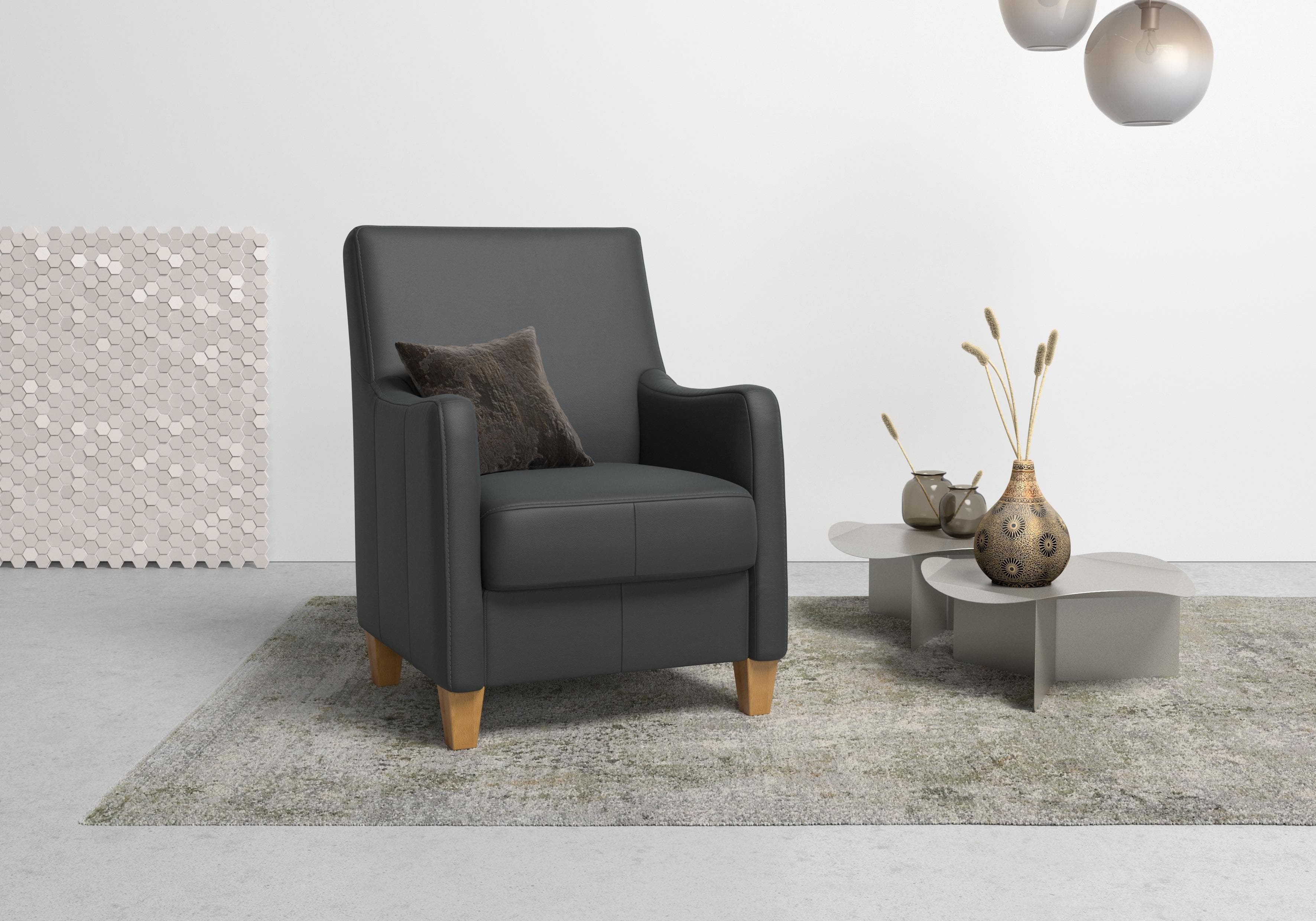 HOME AFFAIRE Sessel "Palmera" Schwarz Luxus-Microfaser Lederoptik