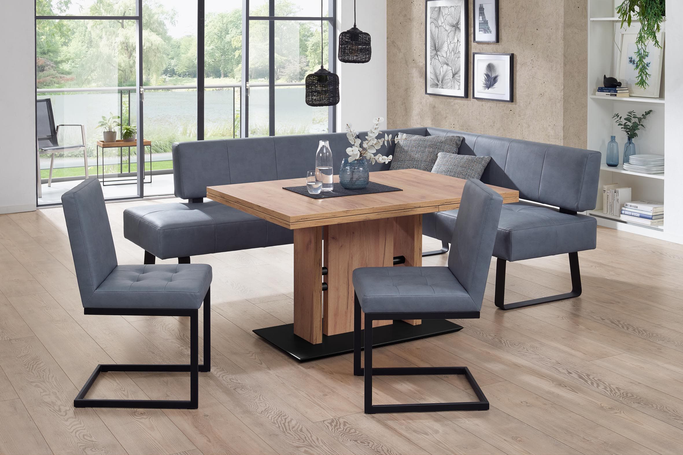 K+W Essgruppe Spider II mit Eckbank und Auszugstisch Blau