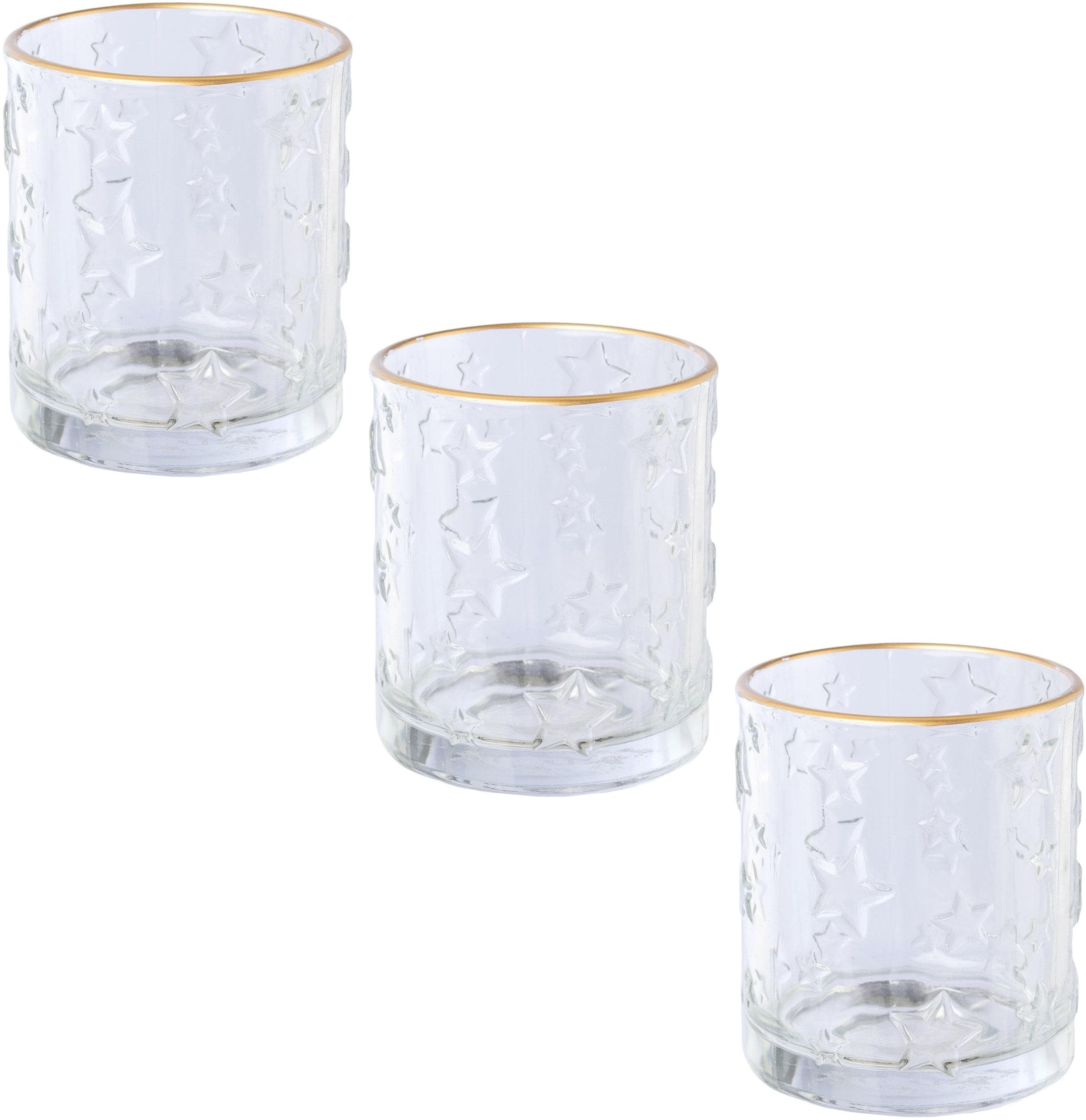 Windlicht CREATIV DECO "Weihnachtsdeko" Transparent 3er Set