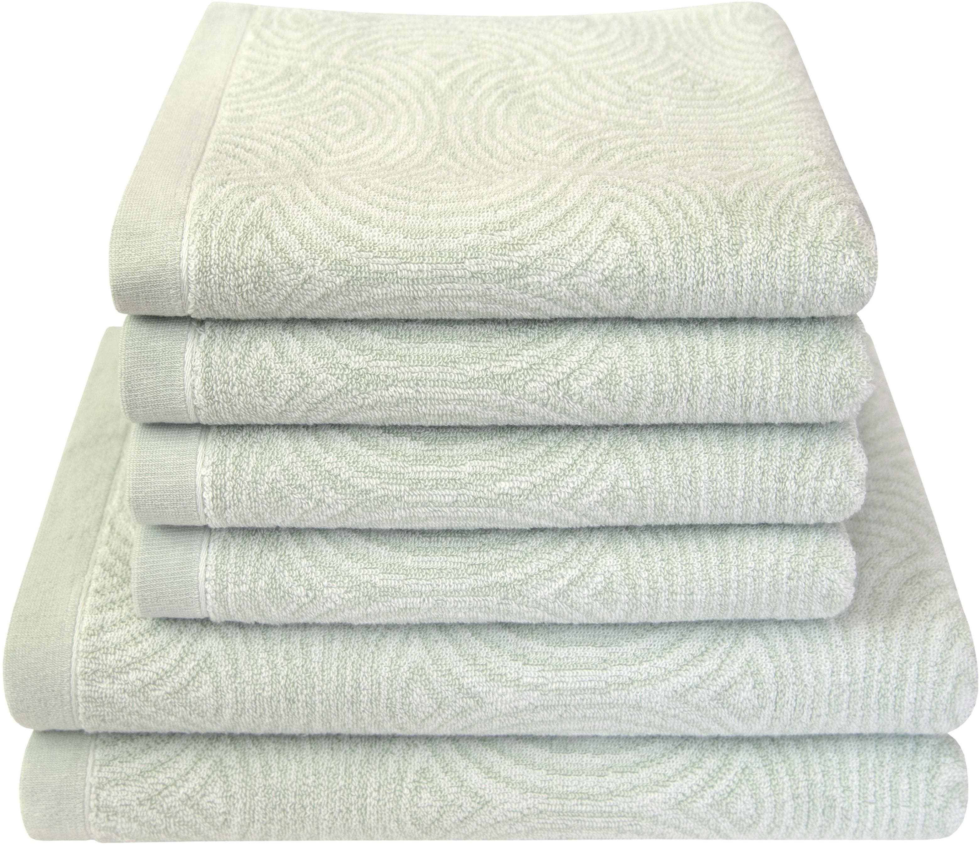 DYCKHOFF Handtuch Set Landscape Minze 6-tlg. Walkfrottier