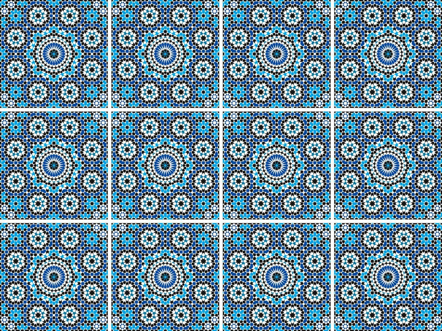 Fliesenaufkleber QUEENCE Kreise Blau Weiß 12er Set