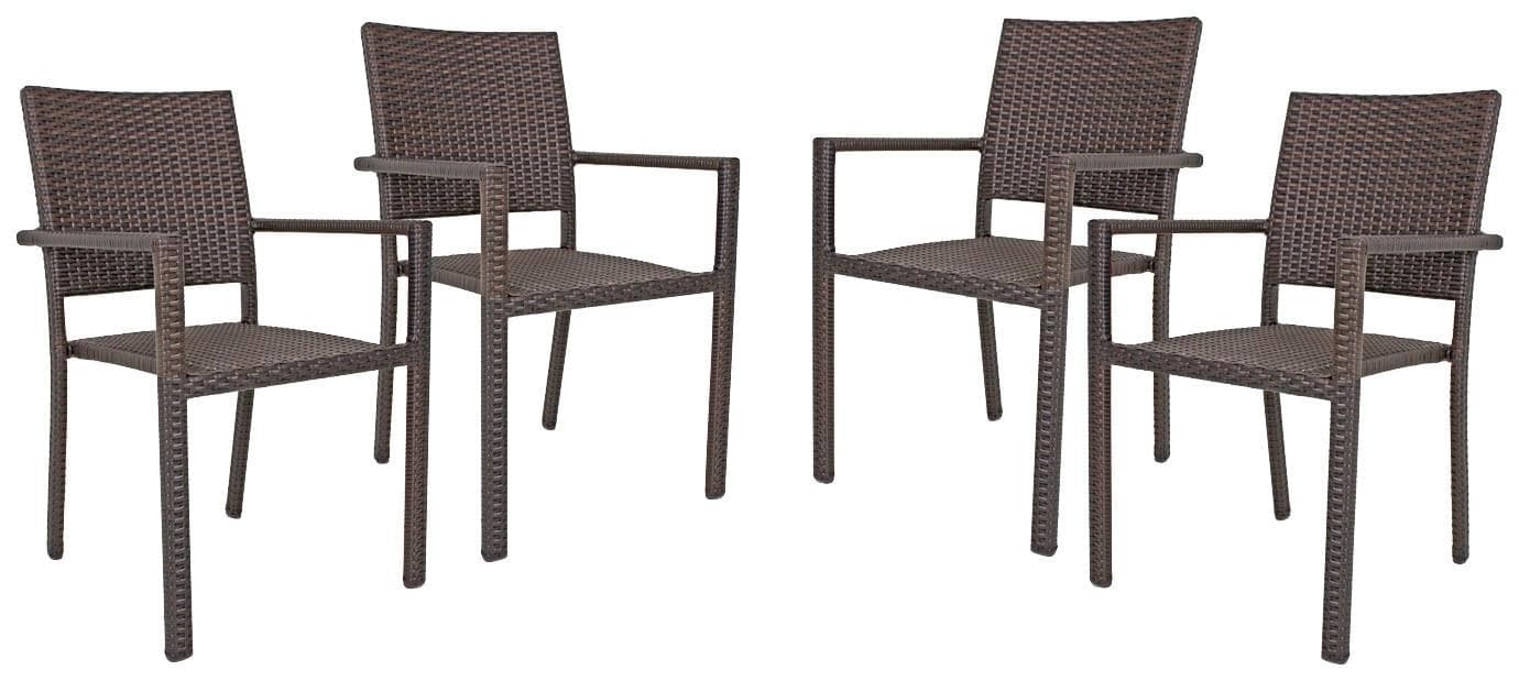 Garden Pleasure Stapelstuhl MALAGA 4er Set Coffee Kunststoff Aluminium