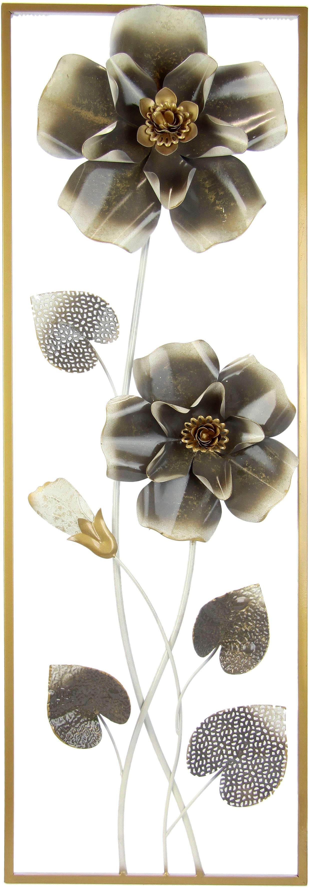 Wandbild I.GE.A. Metallbild Blumen Beige Metall Wanddeko