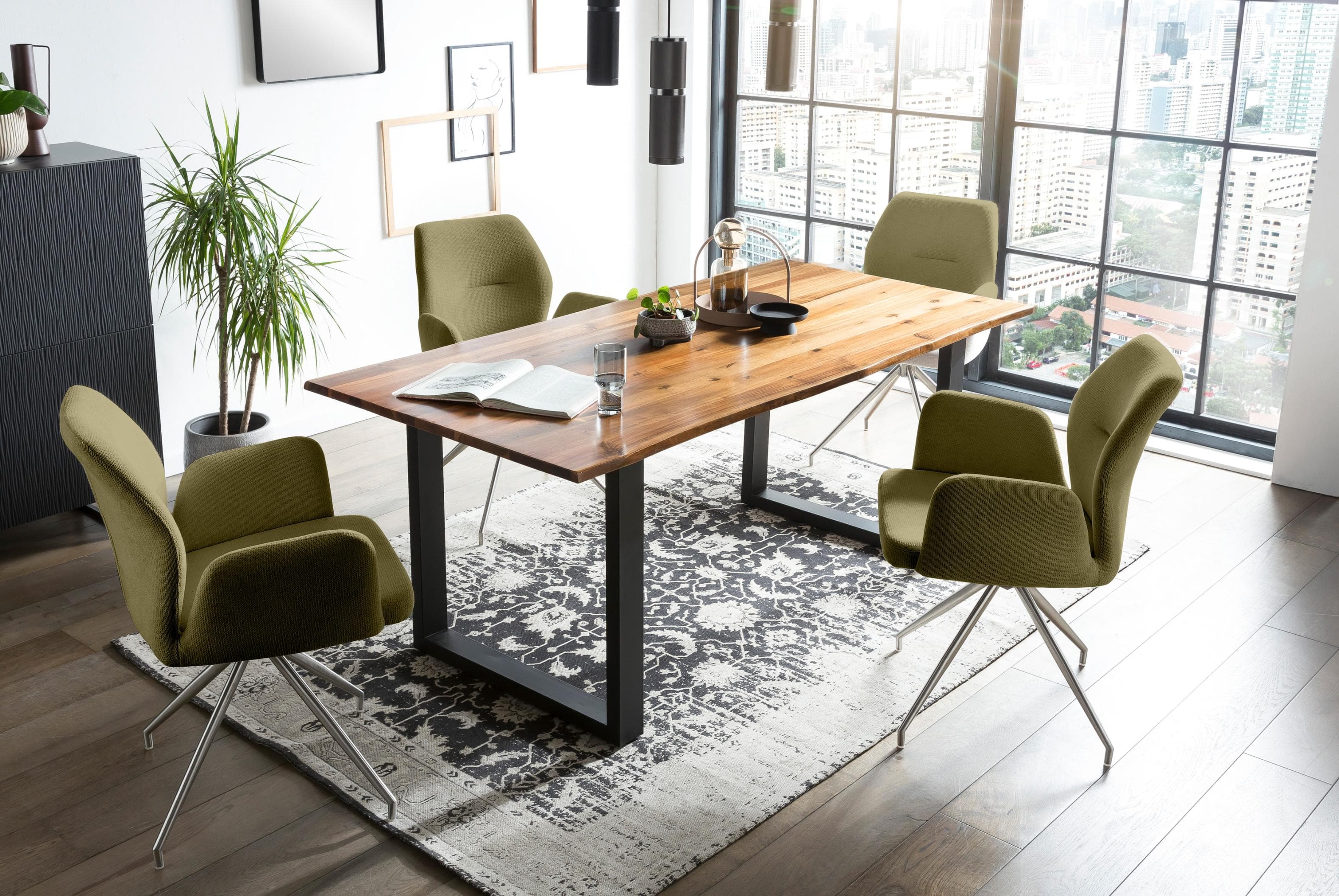 Salesfever Essgruppe mit Drehfunktion und echter Baumkante
