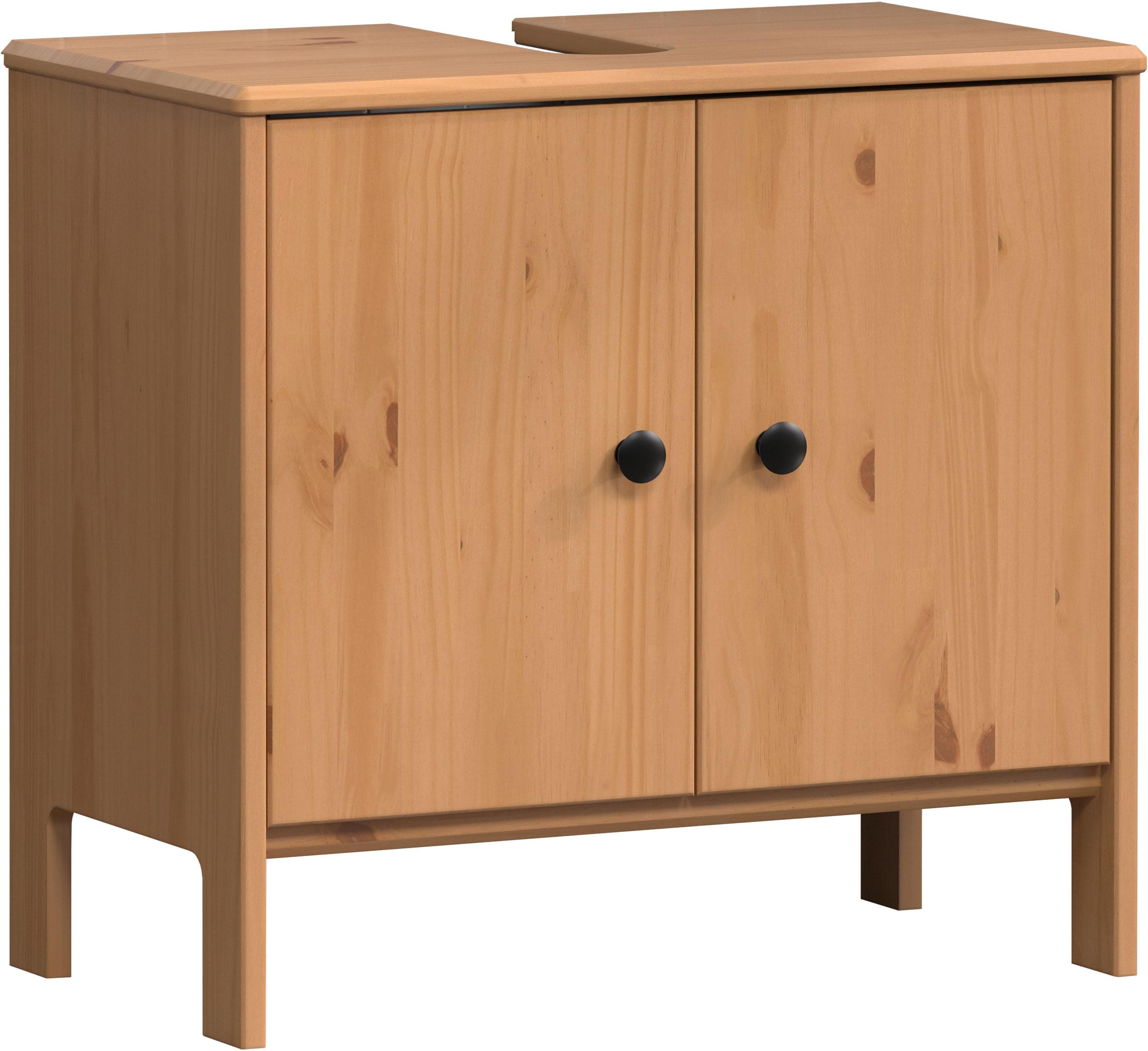 WELLTIME Waschbeckenunterschrank Kall Honigfarben Massivholz