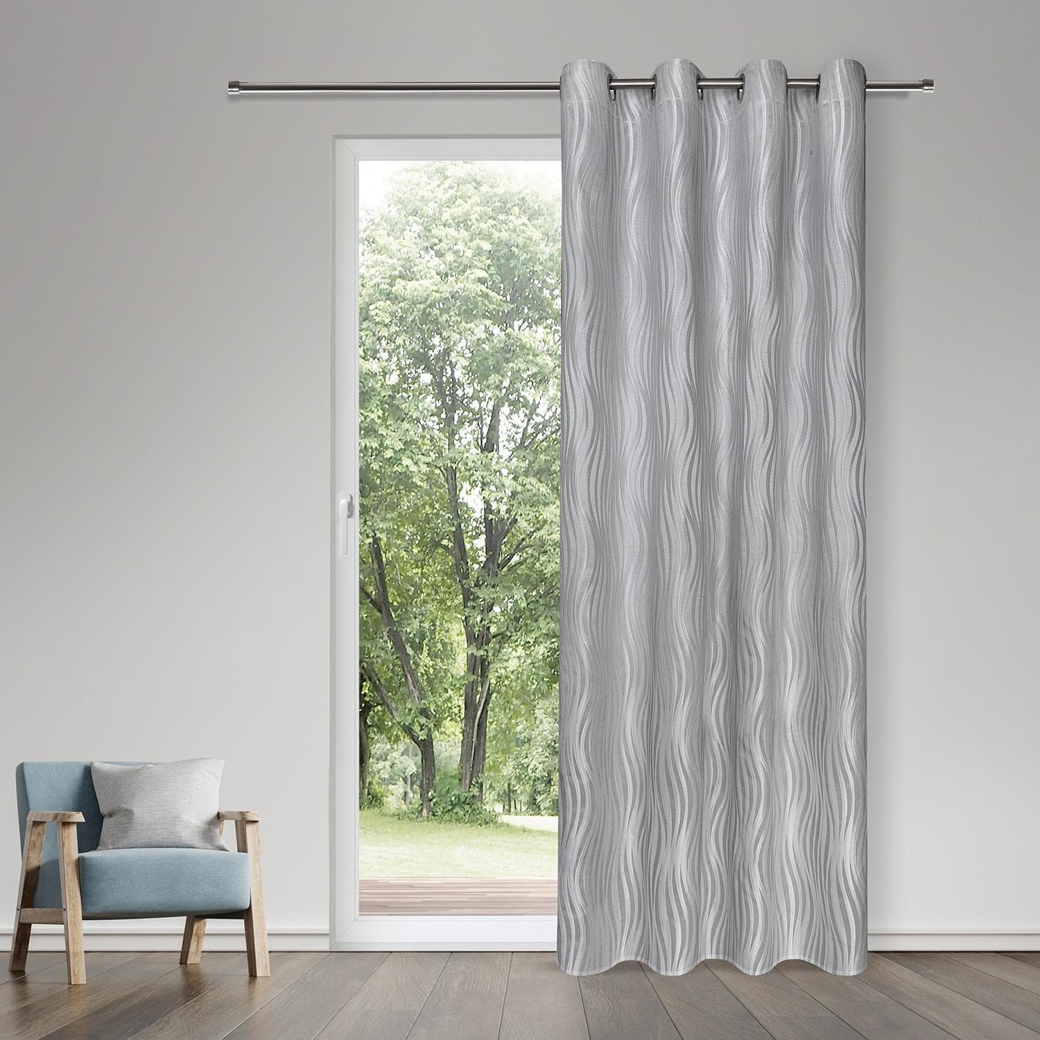 Gerster Ösenschal Jacquard Silber Kunstfaser Vorhang