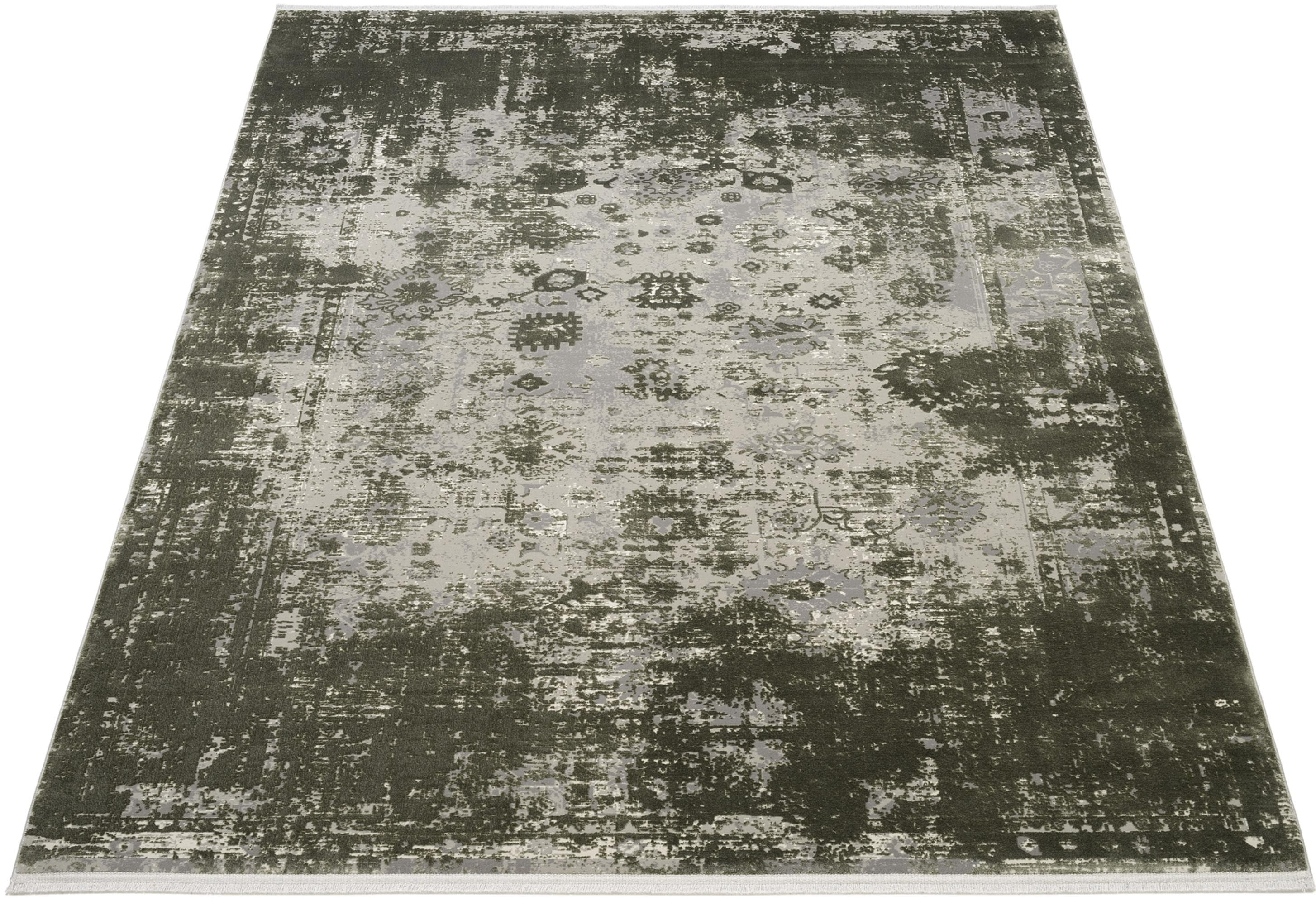 WK Wohnen GLAMOUR Teppich Grau/Grün 3D-Effekt