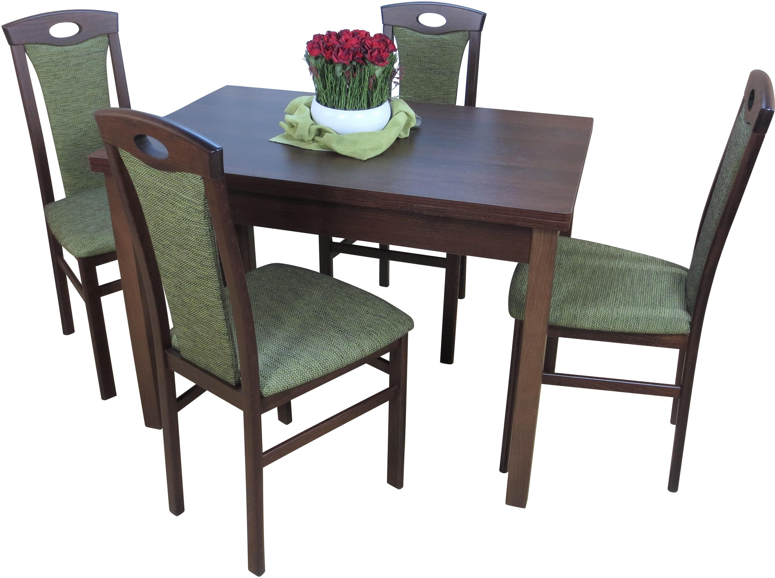 Moderne Essgruppe aus Massivholz und Holzwerkstoff