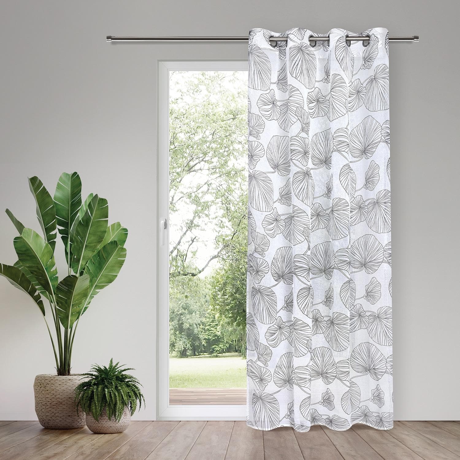 GERSTER Vania Vorhang Schwarz-Weiß Ösenschal 145x245 cm Polyester