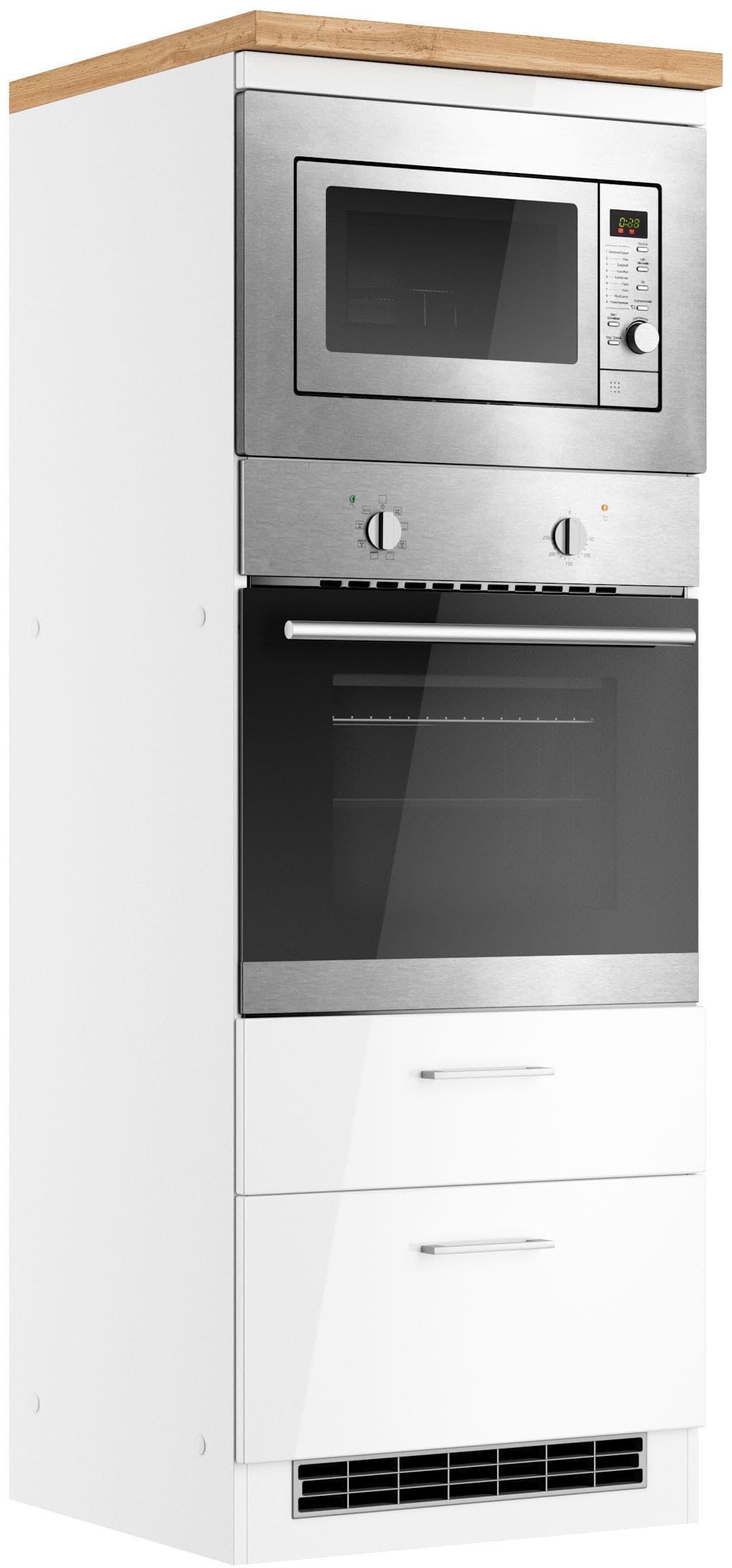Kochstation Backofenumbauschrank KS-Milan Weiß Hochglanz 60cm