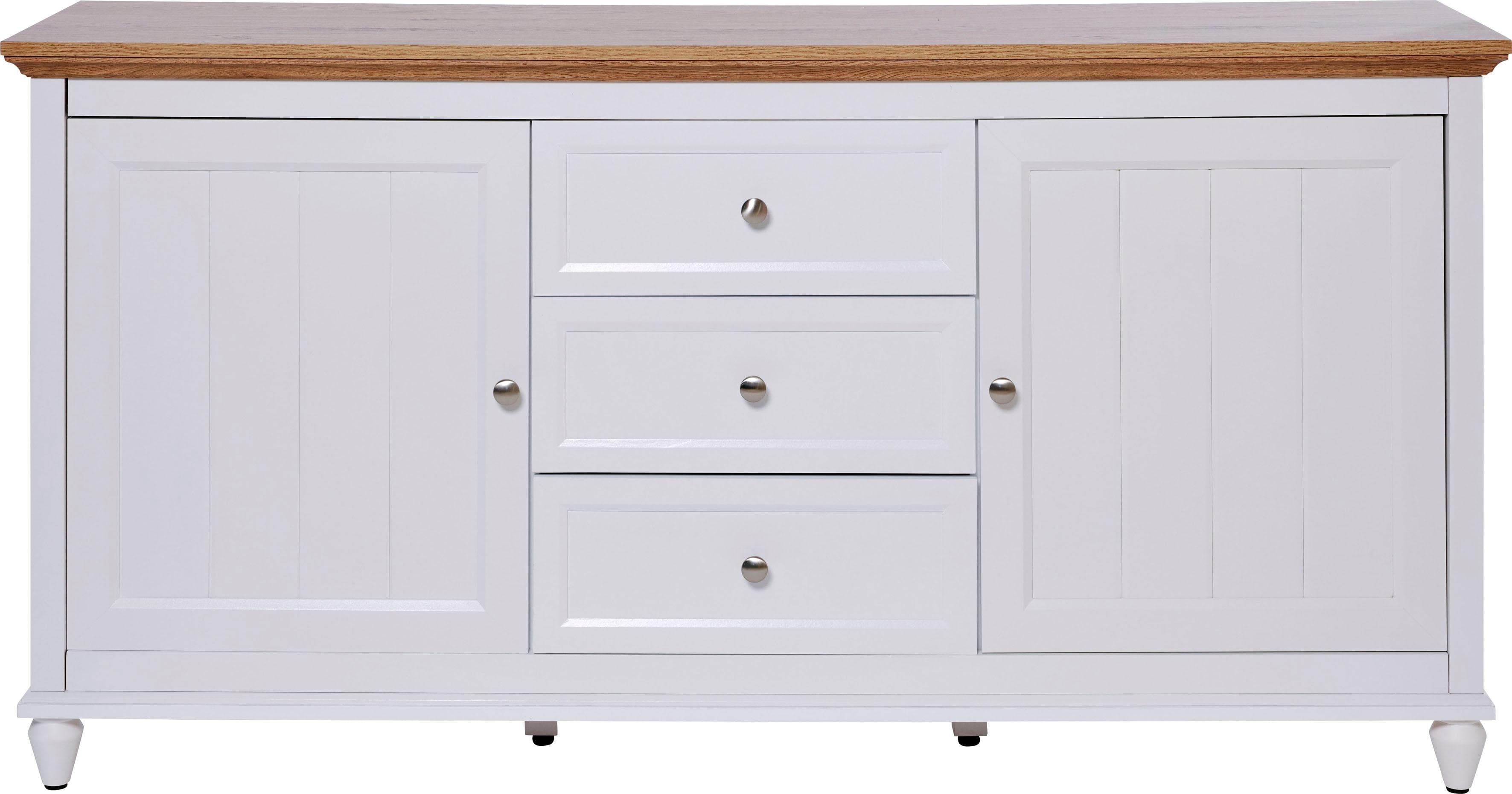 JAHNKE Sideboard COTTAGE SB 150 Weiß Eiche-Optik Landhausstil