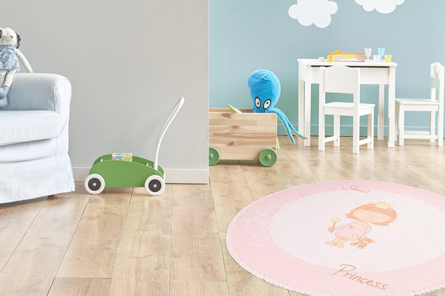 Arte Espina Kinderteppich Bambini 300 Rosa Rund 160cm