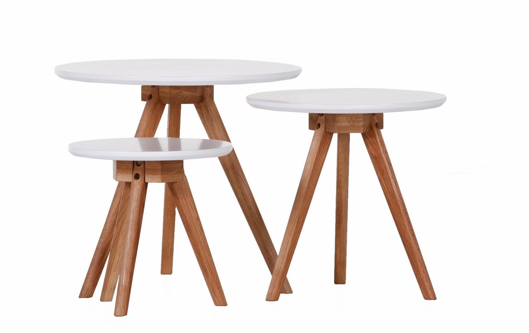 GUTMANN FACTORY Retro Couchtisch 3er-Set Weiß MDF Massivholz