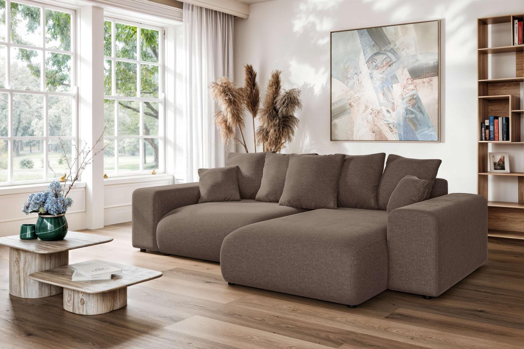 HOME AFFAIRE Ecksofa LAKESIDE mit Bettfunktion und Bettkasten Braun