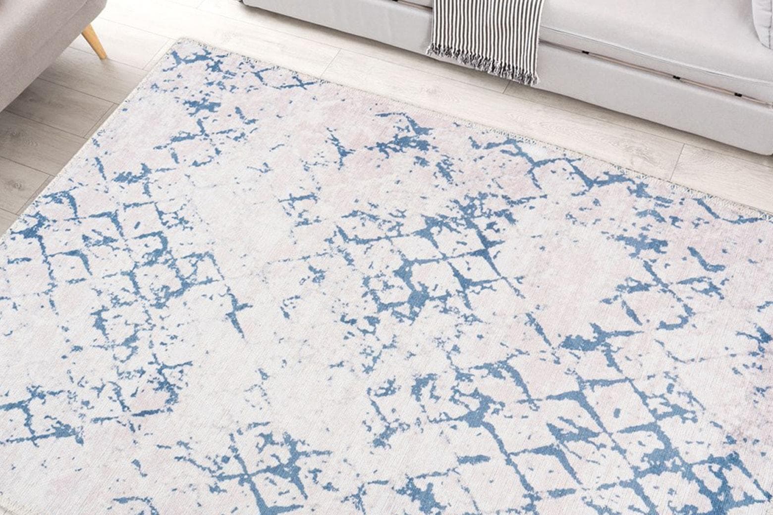 Arte Espina Kayoom Teppich in Weiß/Blau - Retro Design, Vintage Look, Flachflor