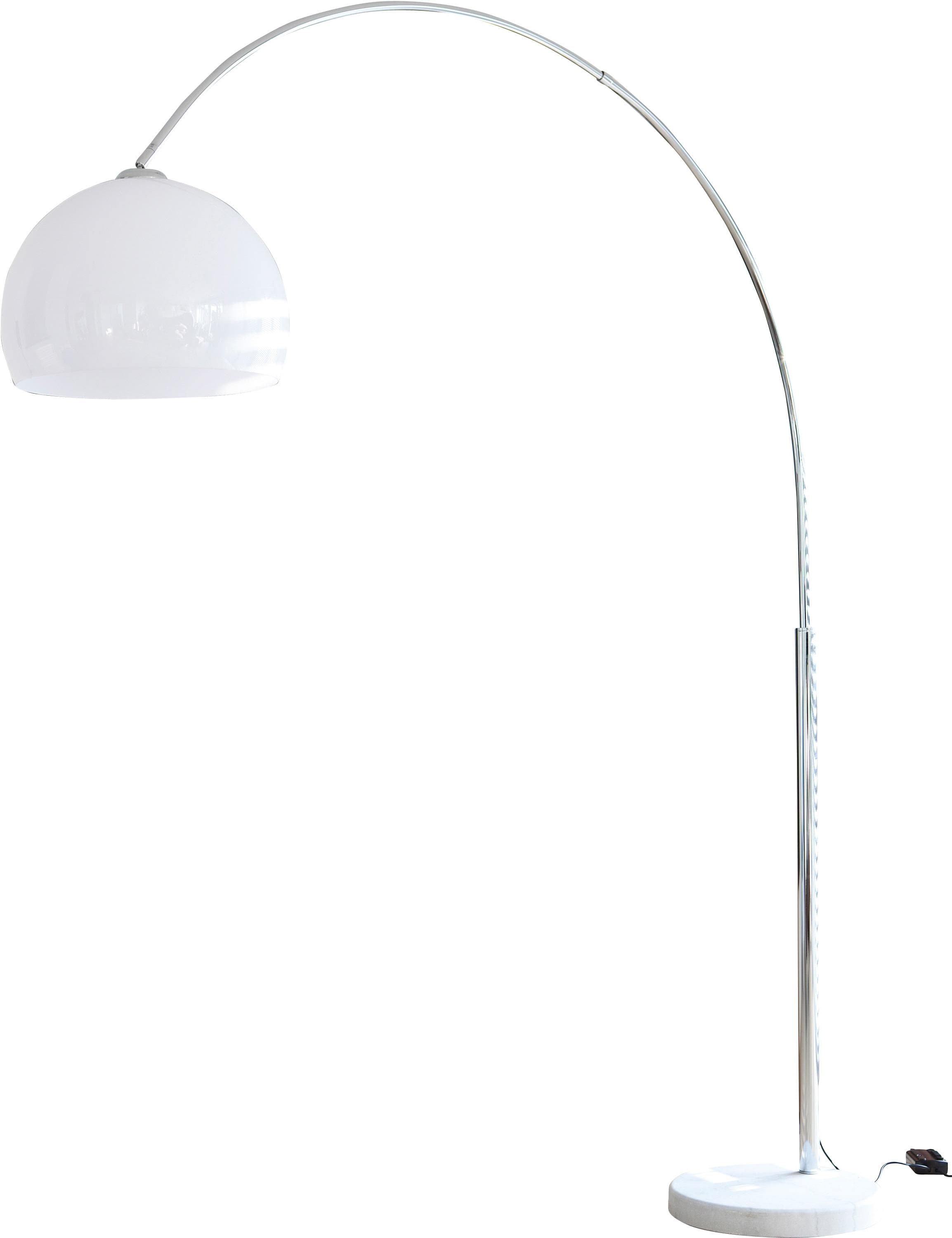 SALESFEVER Bogenlampe Knud Weiß Chrom Höhenverstellbar Dimmschalter