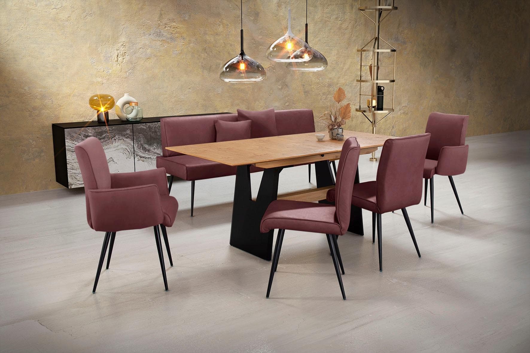 Essgruppe Giacomo I | 6-teilig mit Polsterbank | Stühle & Armlehnstühle