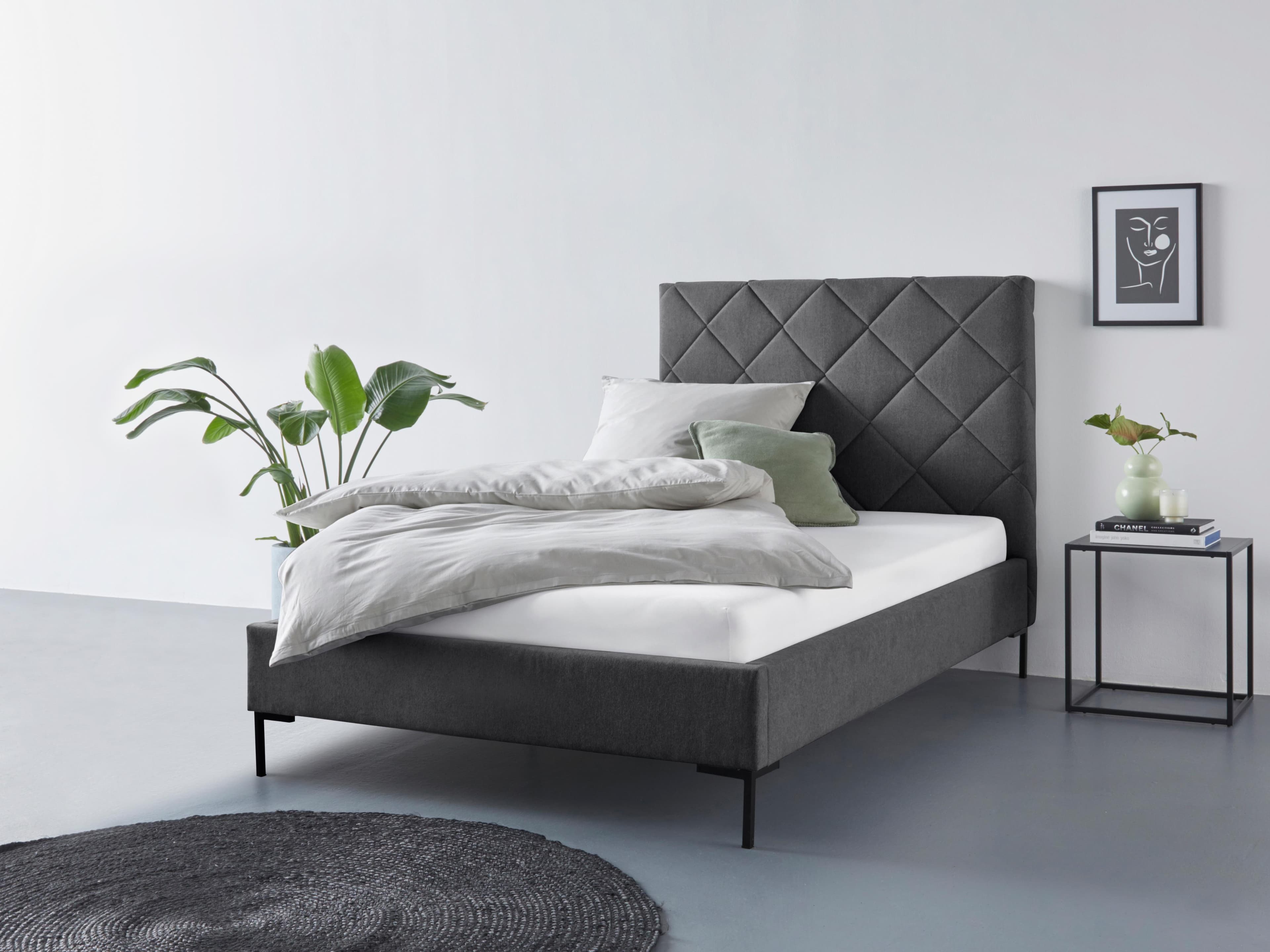 Polsterbett HOME AFFAIRE Charlott Anthrazit Modernes Bettgestell