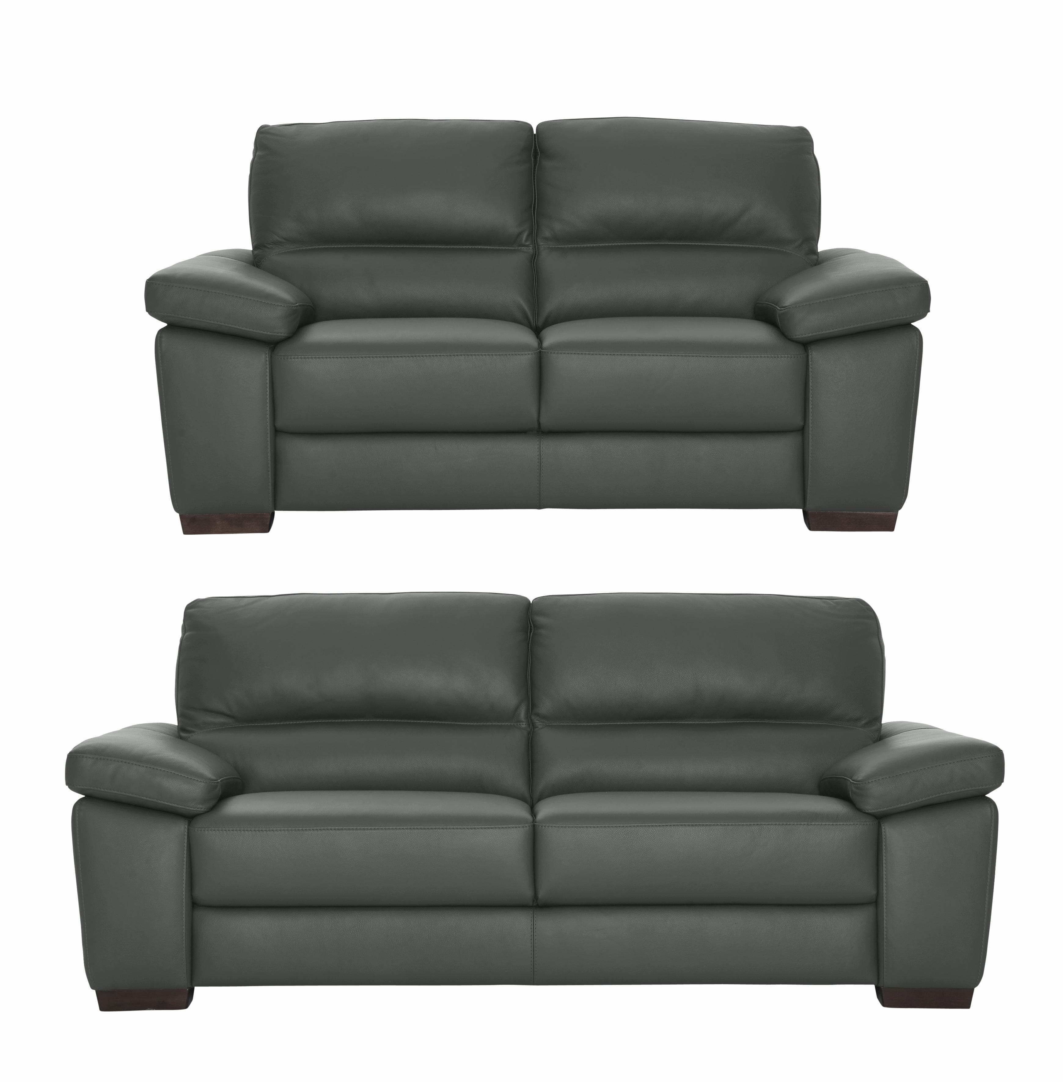 CALIA ITALIA Polstergarnitur Gaia Grau Leder 3-Sitzer 2-Sitzer
