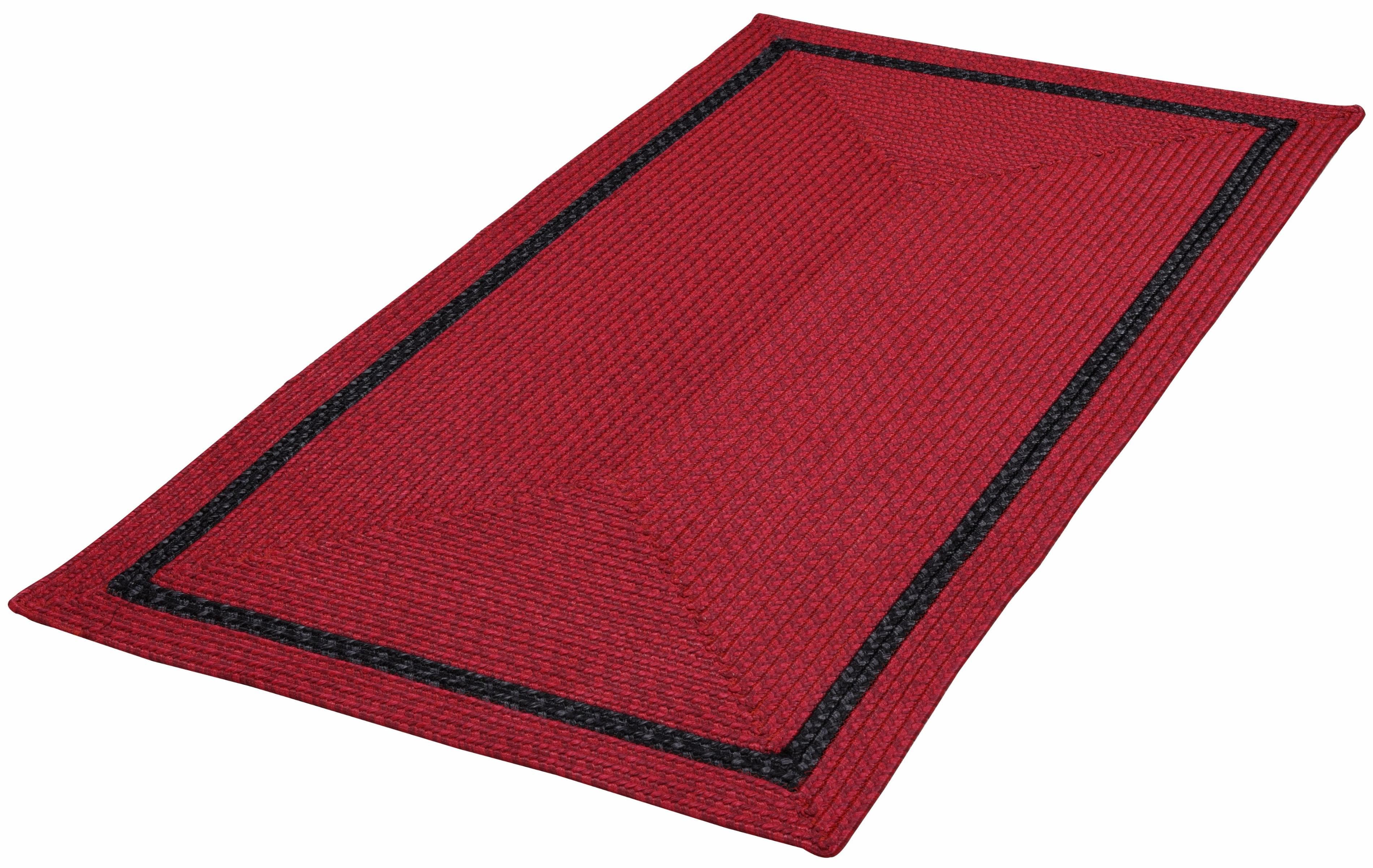GINO FALCONE Teppich Benito Rot Uni mit Bordüre Indoor Outdoor