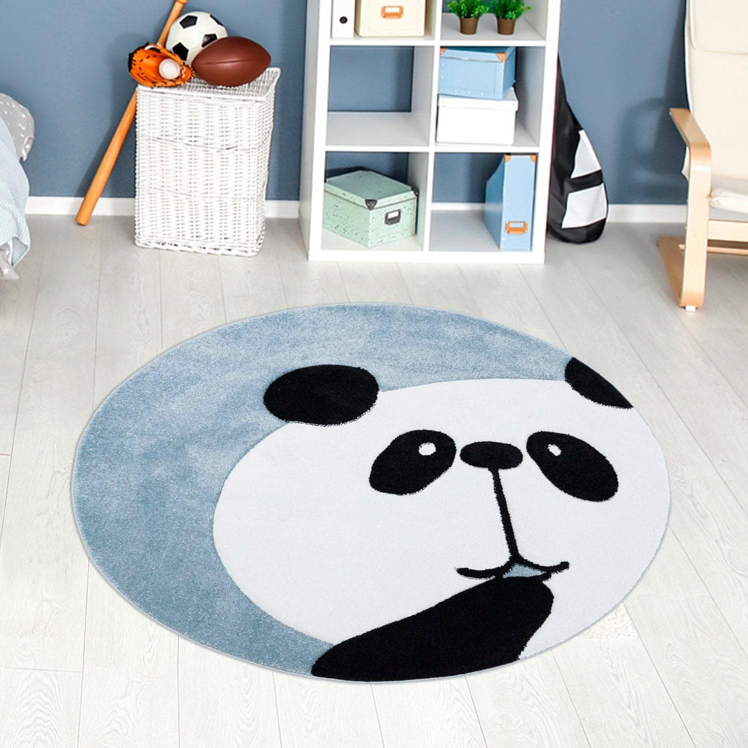 Carpet City Kinderteppich Panda-Bär 3D-Effekt Blau