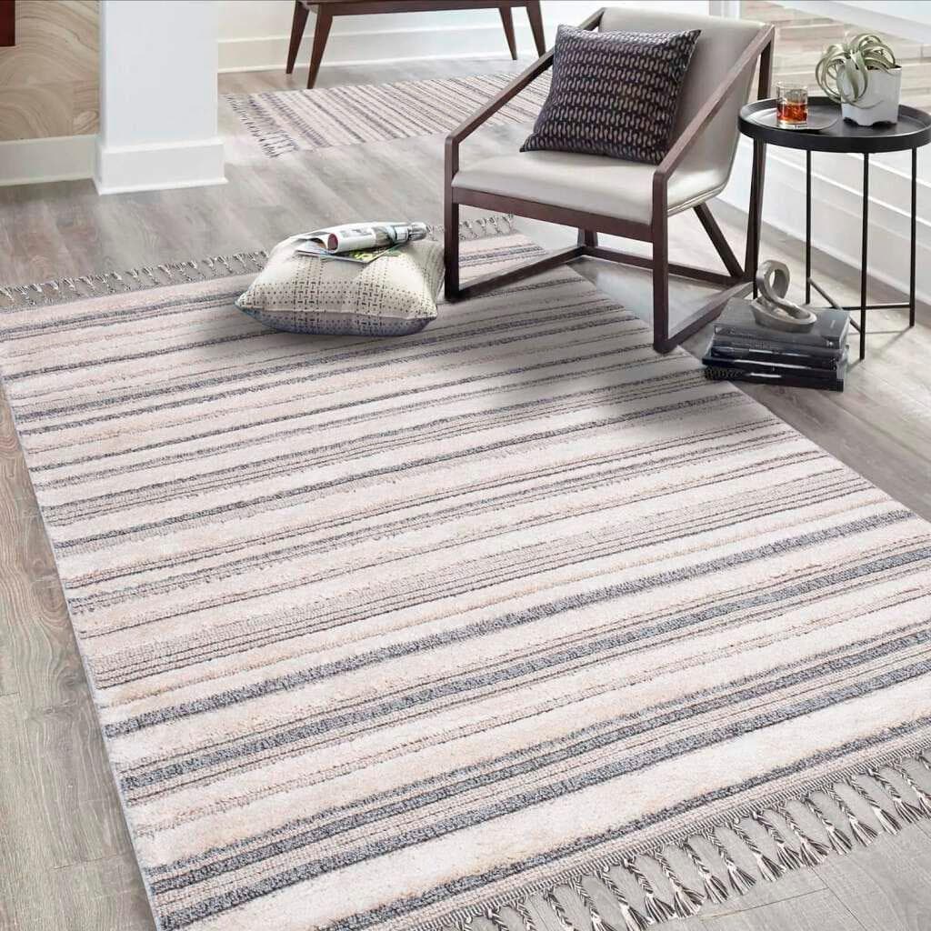 Carpet City Valencia 807 Hochflor-Teppich Boho Grau-Blau