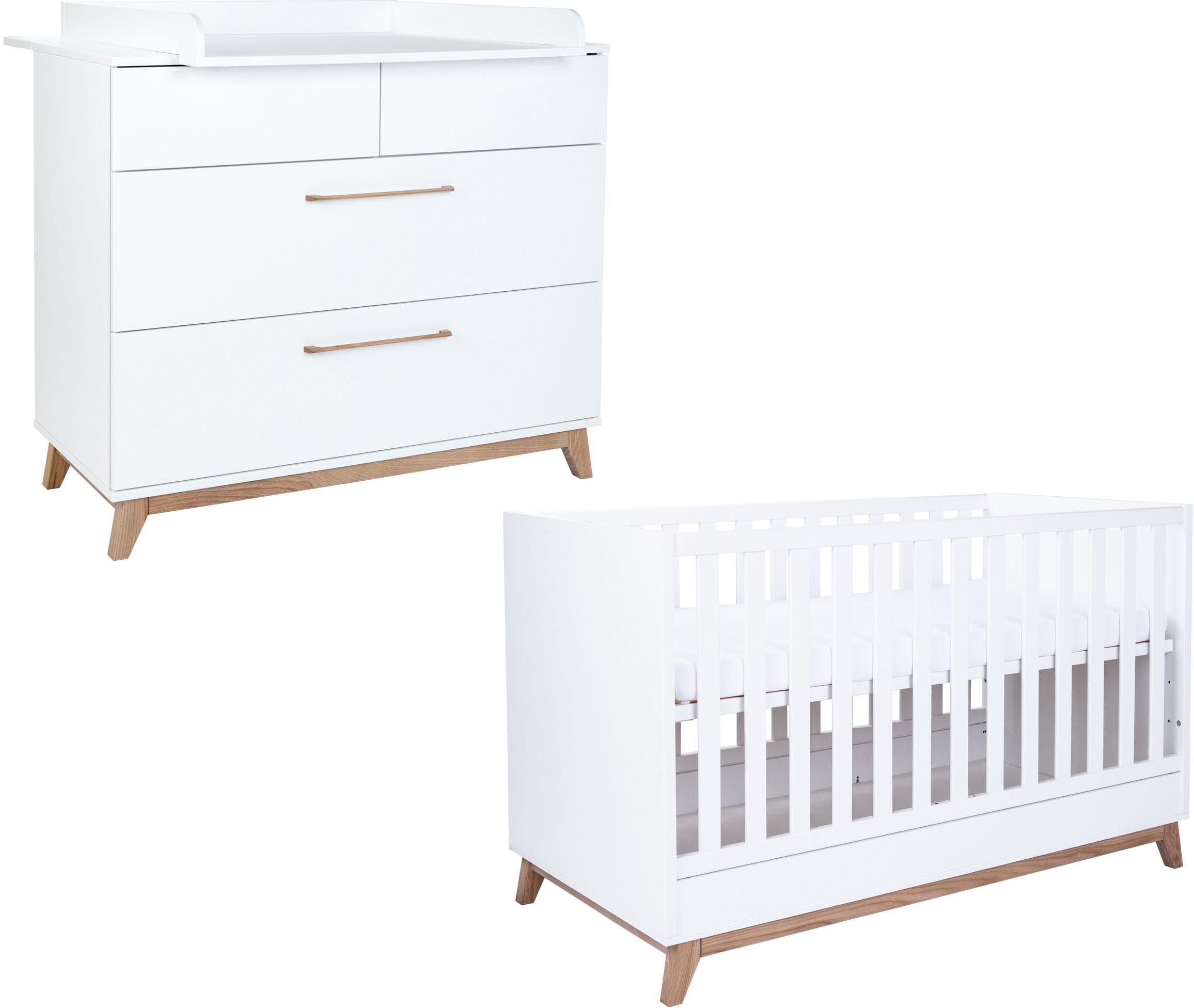 Arthur Berndt Lina Babymöbel-Set: Kinderbett & Wickelkommode mit Echtholz